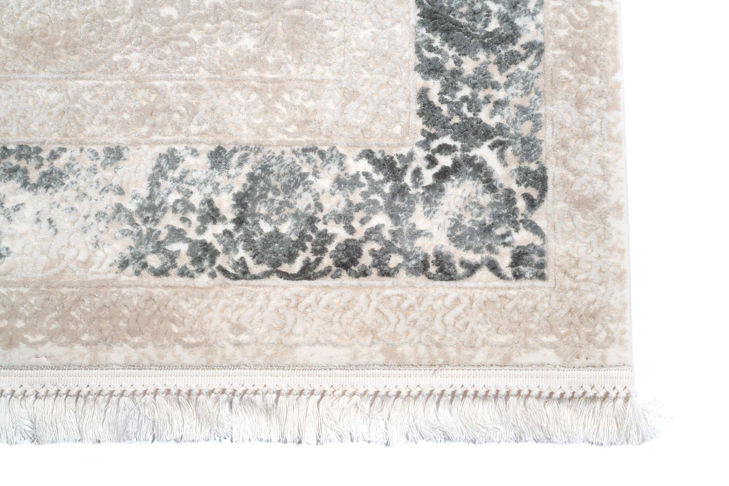 PREMIUM Classic Bedroom Carpet Grey/Cream Acrylic Rectangular - Aysil 1716A