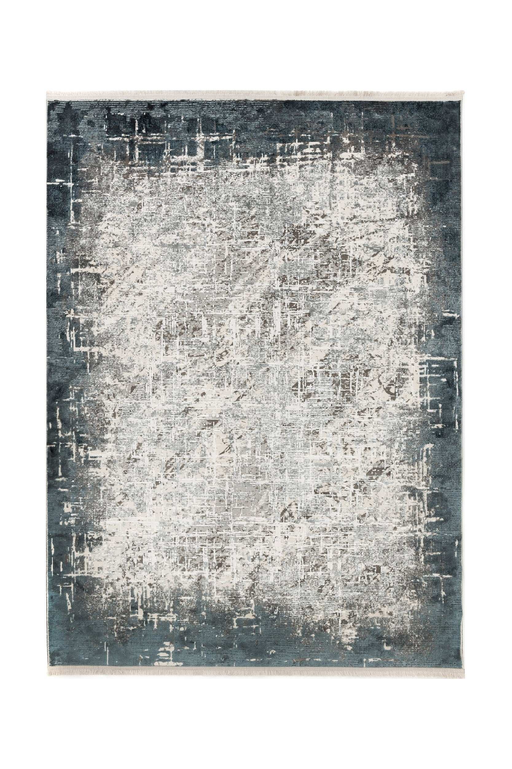 PREMIUM Minimalist Living Room Carpet Grey/Turquoise Acrylic/Bamboo Rectangular Adonis 1738D