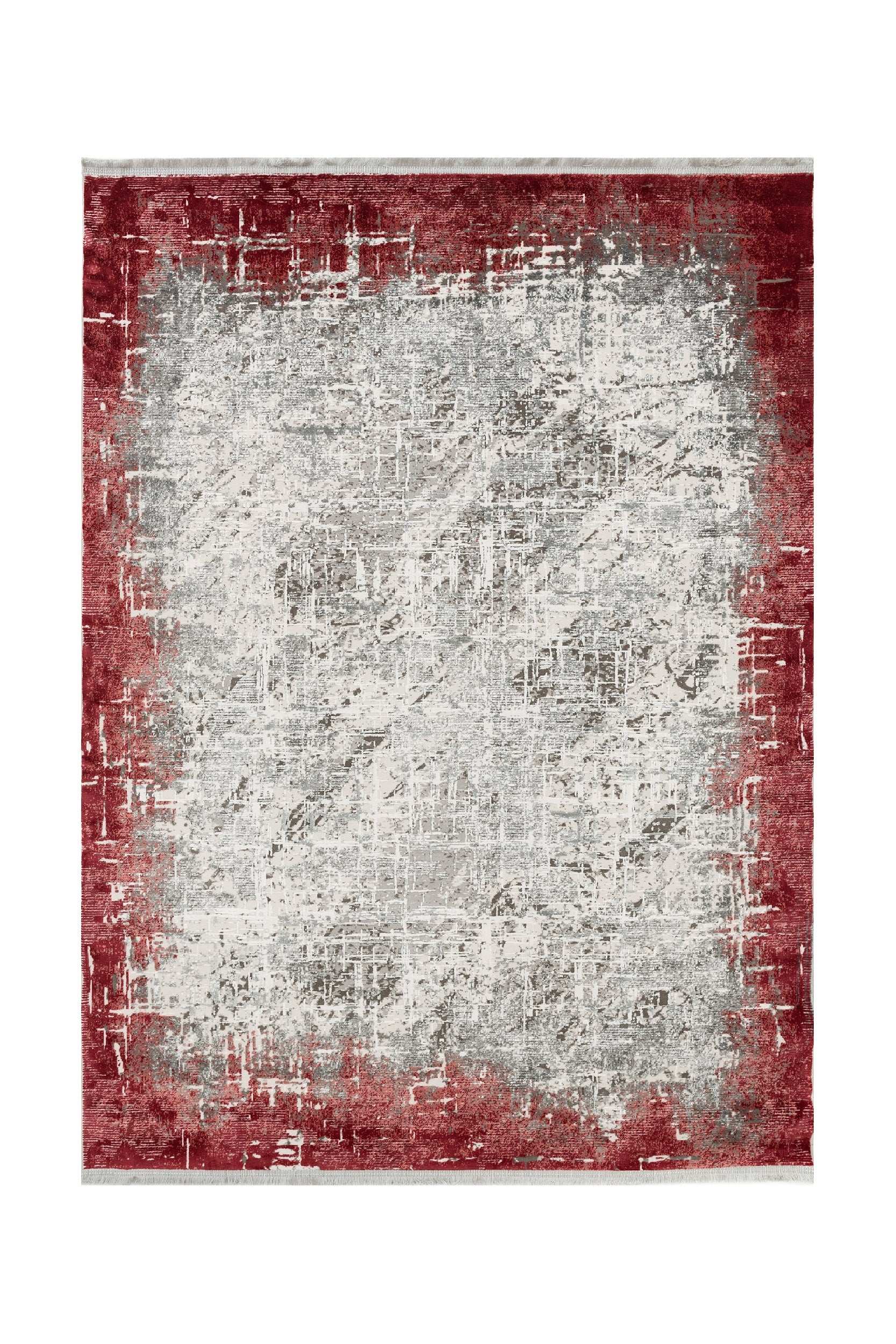 PREMIUM Modern Bedroom Rug Grey/Burgundy Acrylic/Bamboo Rectangular Adonis 1738D