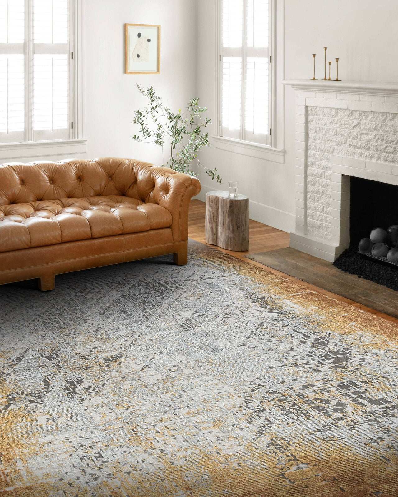 PREMIUM Modern/Abstract Living Room Rug Grey/Copper Acrylic/Bamboo Rectangular Adonis 1738D