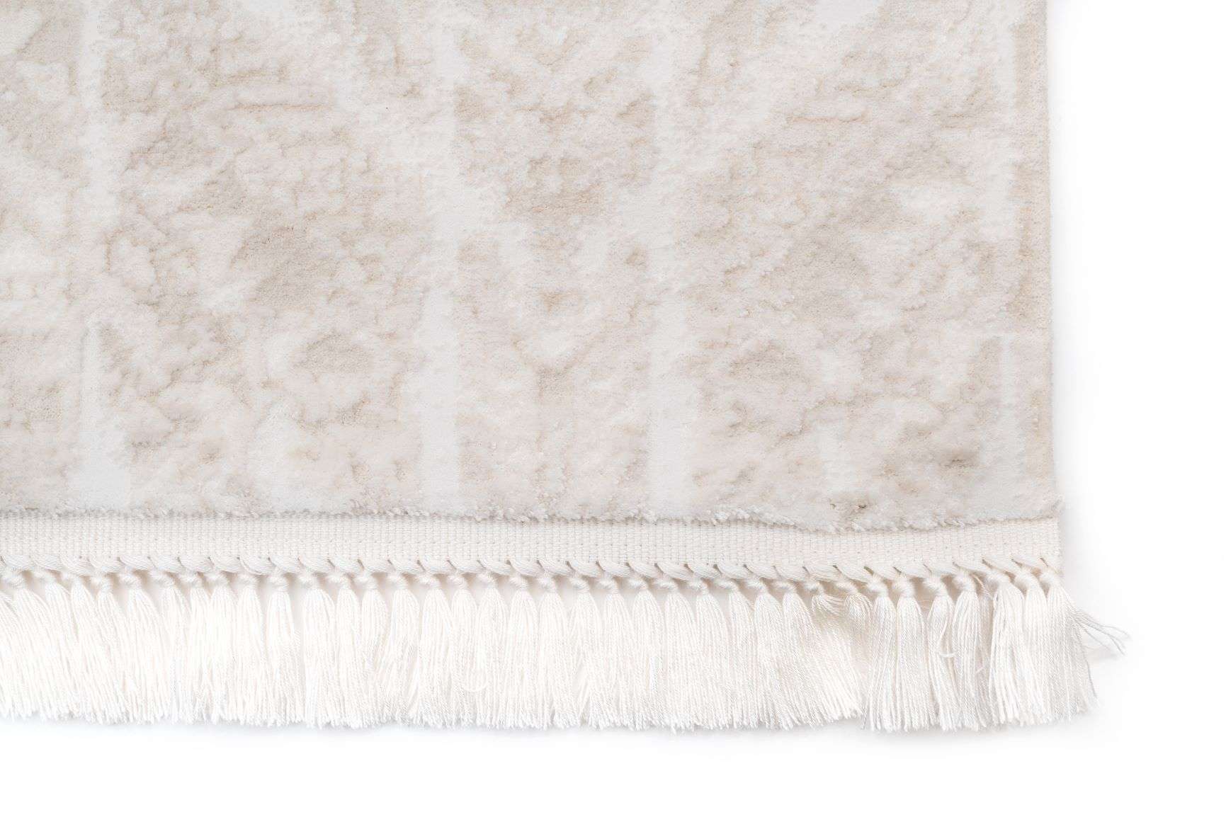 PREMIUM Modern/Geometric Bedroom Carpet Cream/White Acrylic - Aysil 1880A