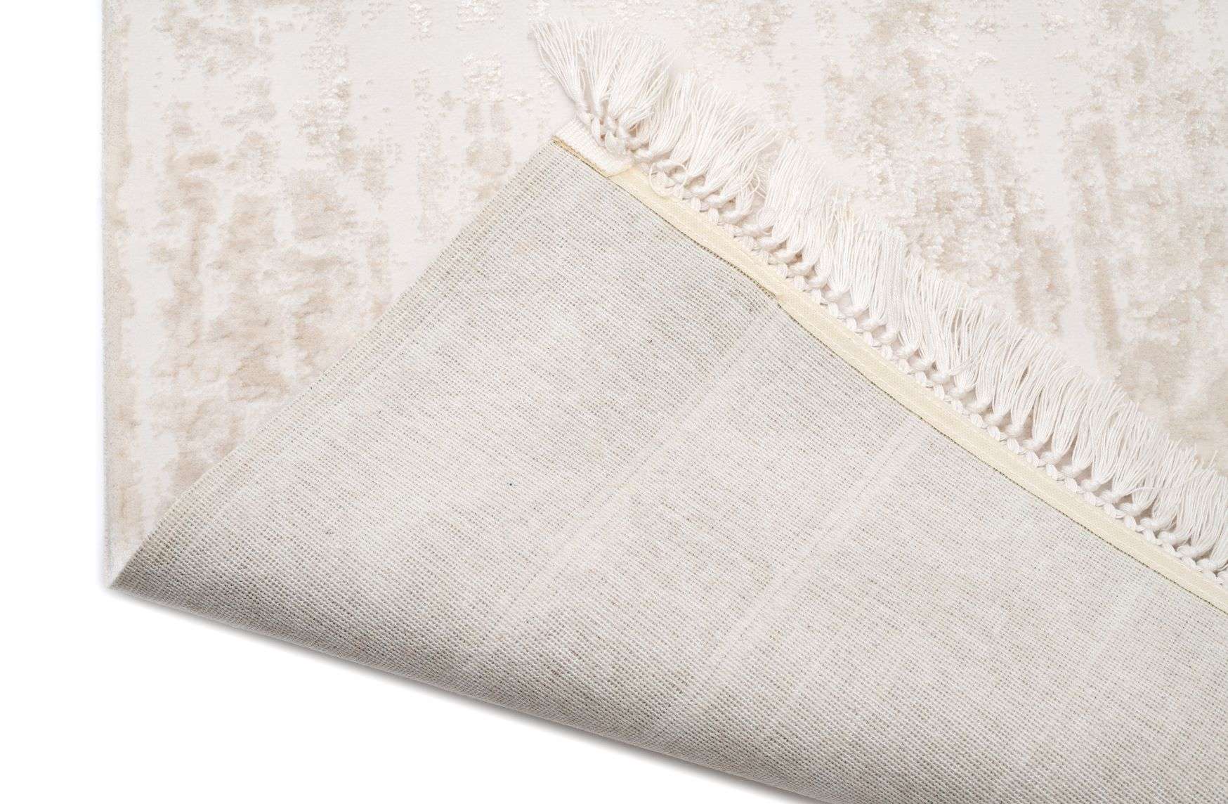 PREMIUM Modern/Geometric Bedroom Carpet Cream/White Acrylic - Aysil 1880A