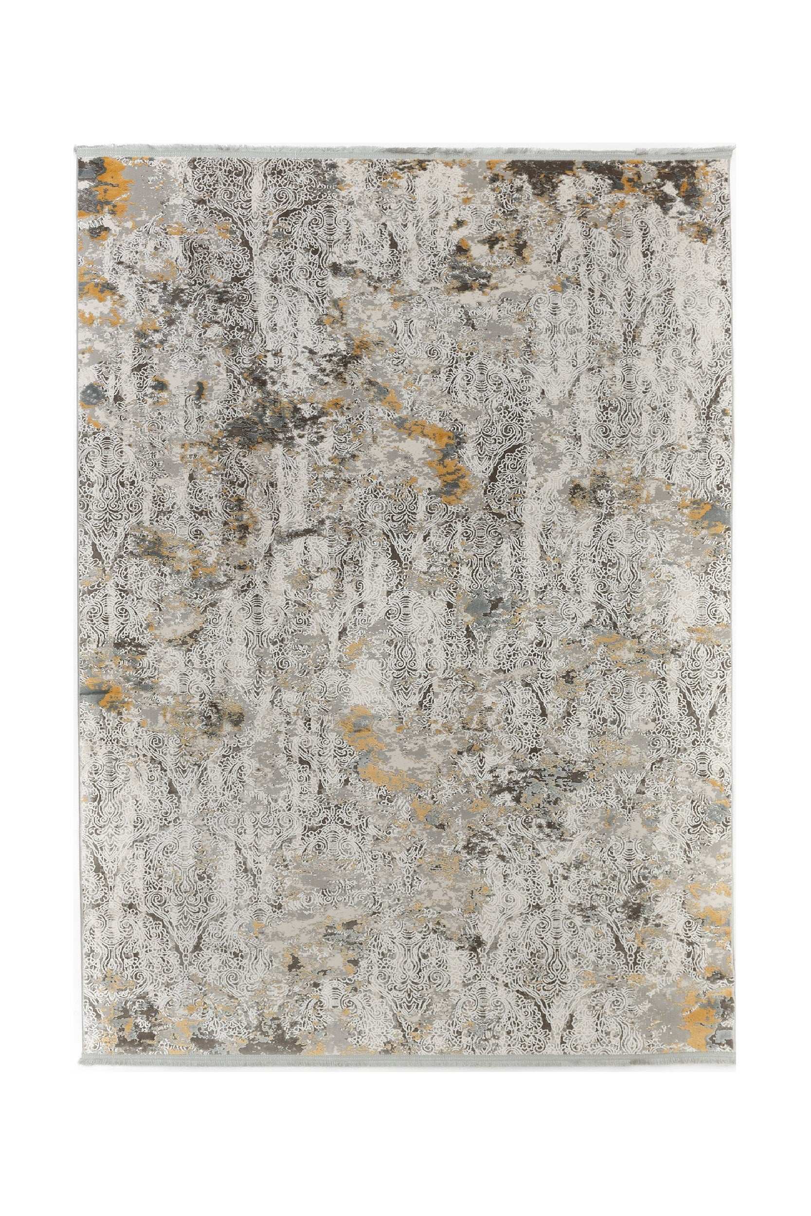 PREMIUM Floral Bedroom Rug Grey/Yellow Acrylic/Bamboo Rectangular Adonis 1911D