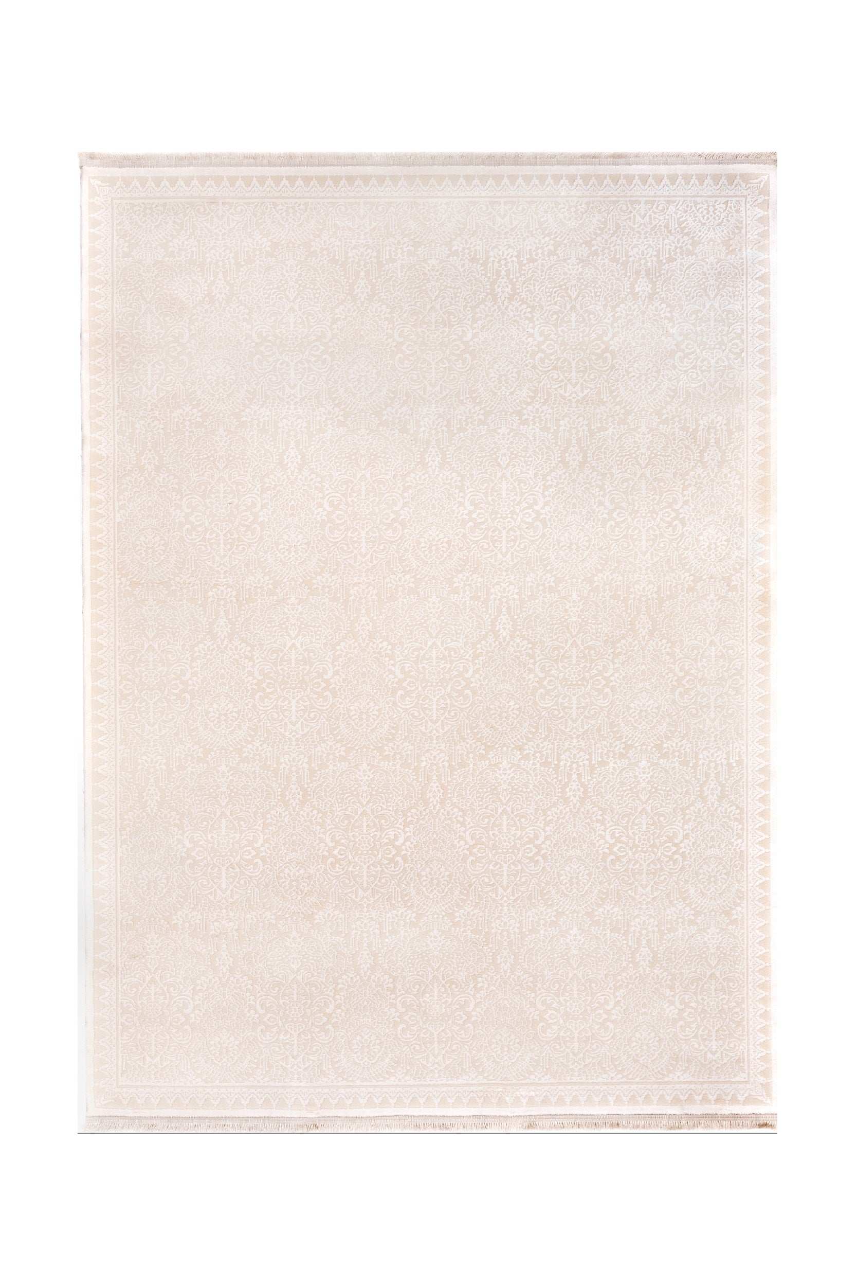 PREMIUM Bedroom Carpet Cream/White Acrylic/Bamboo Rectangular Adonis 1928A