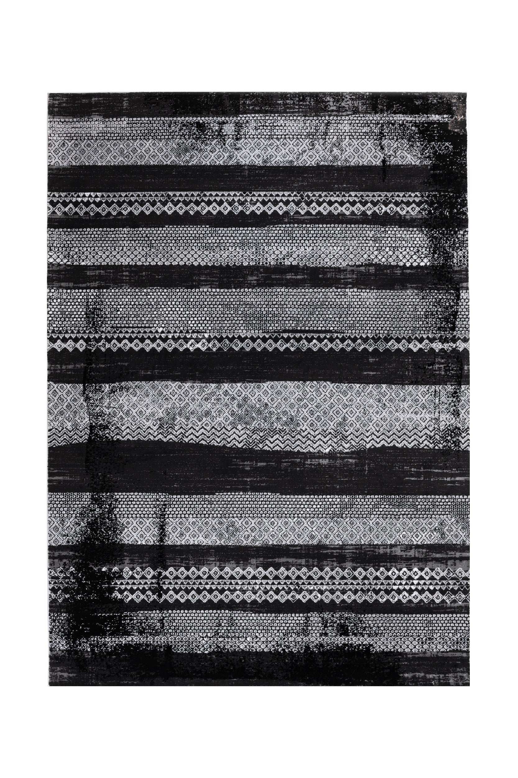 Modern Living Room Carpet Grey/Black Polypropylene Festival 2076B