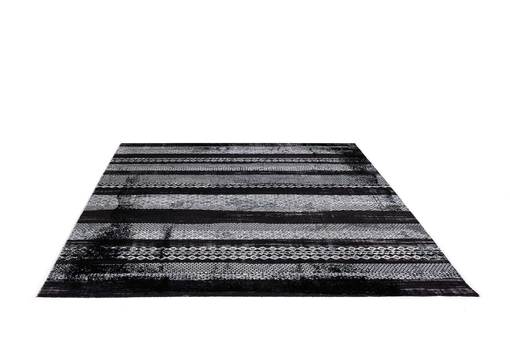 Modern Living Room Carpet Grey/Black Polypropylene Festival 2076B