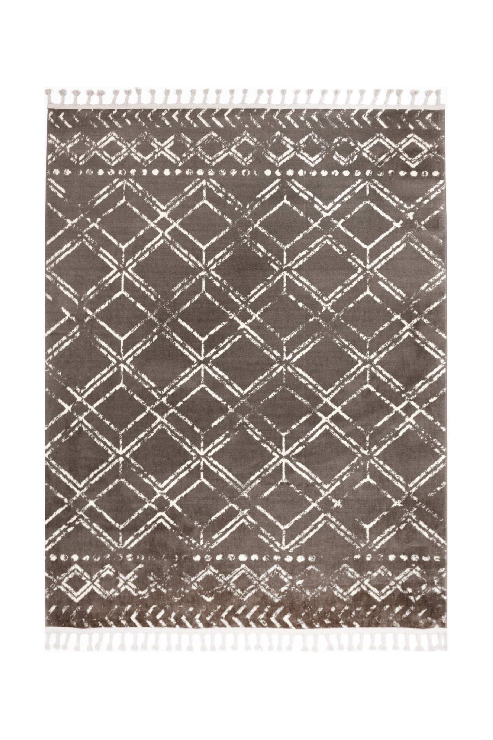 Geometric Living Room Rug Brown Polyester Rectangular Otantik 2588A