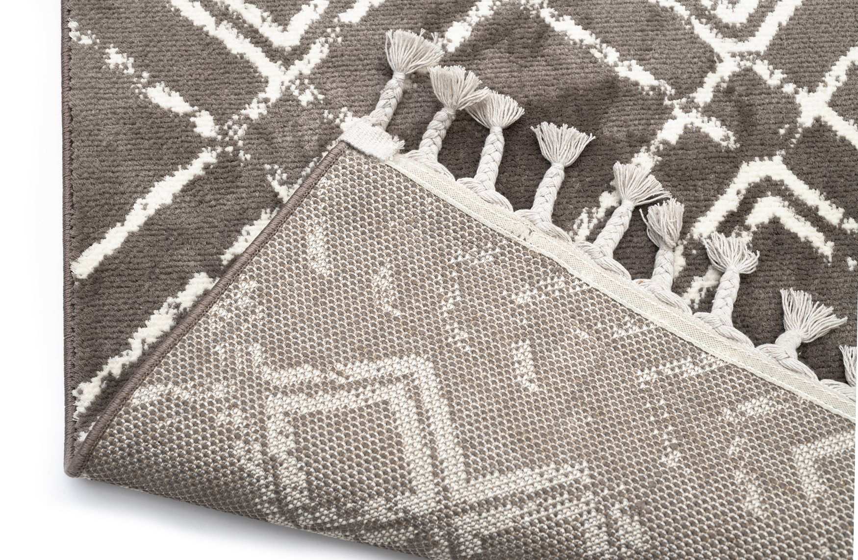 Geometric Living Room Rug Brown Polyester Rectangular Otantik 2588A