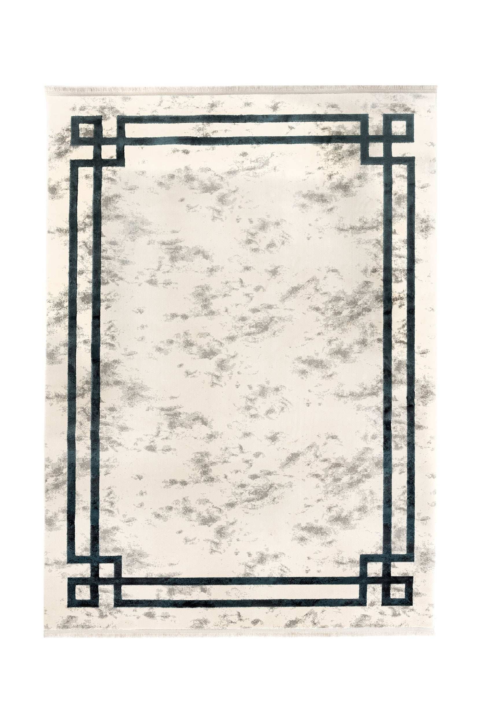 PREMIUM Minimalist/Modern Living Cream/Turquoise Acrylic/Bamboo Carpet Adonis 2596A