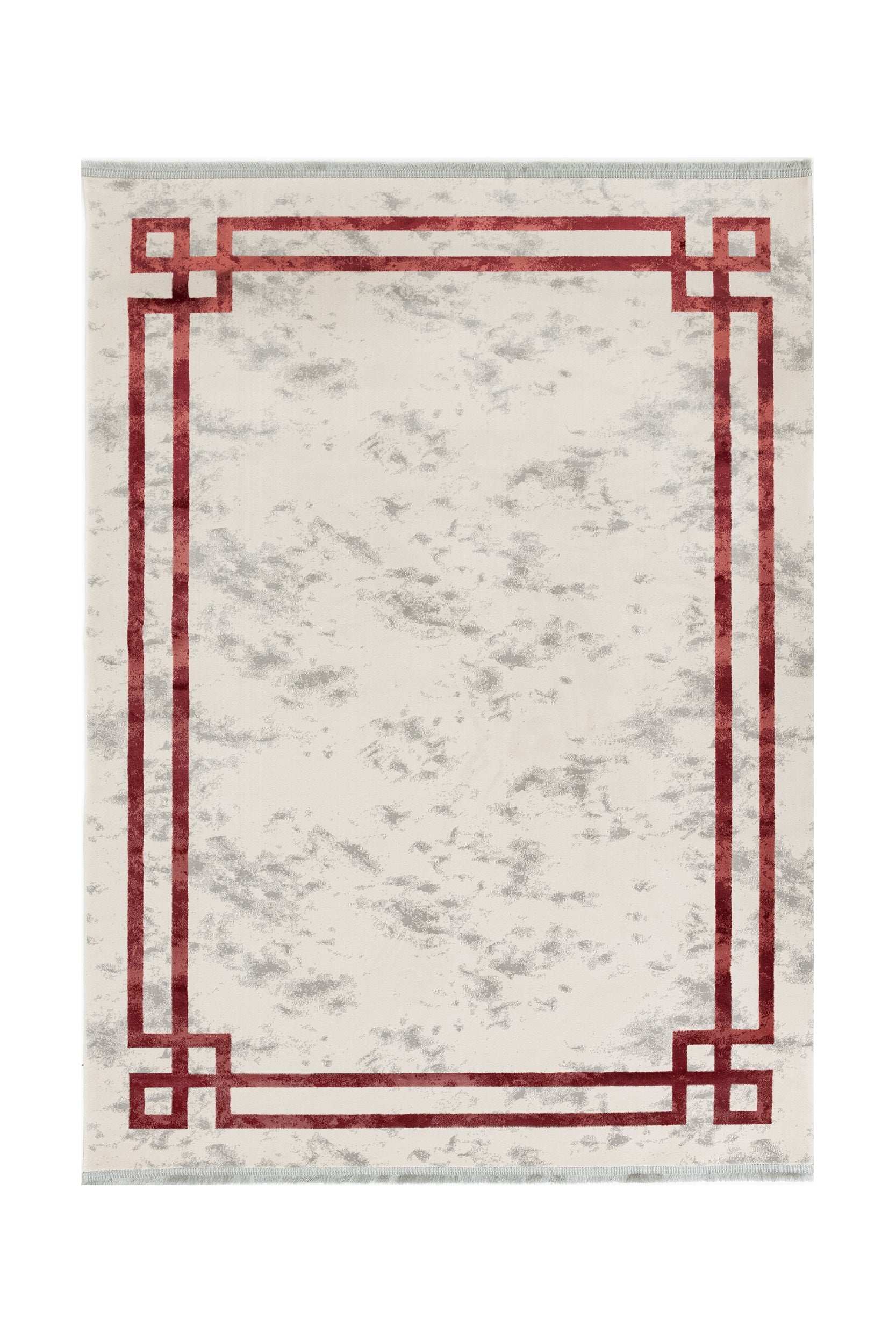 PREMIUM Modern Bedroom Carpet Cream/Burgundy Acrylic/Bamboo Rectangular Adonis 2596A