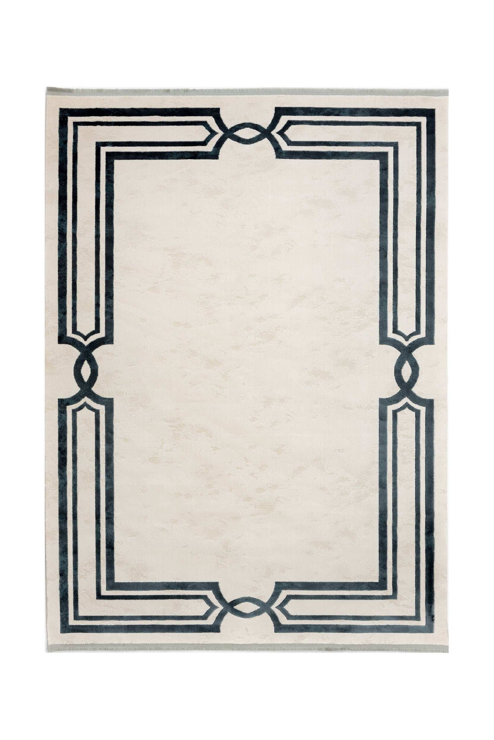 PREMIUM Living Room Cream/Turquoise Acrylic Rectangular Carpet Adonis 2597B