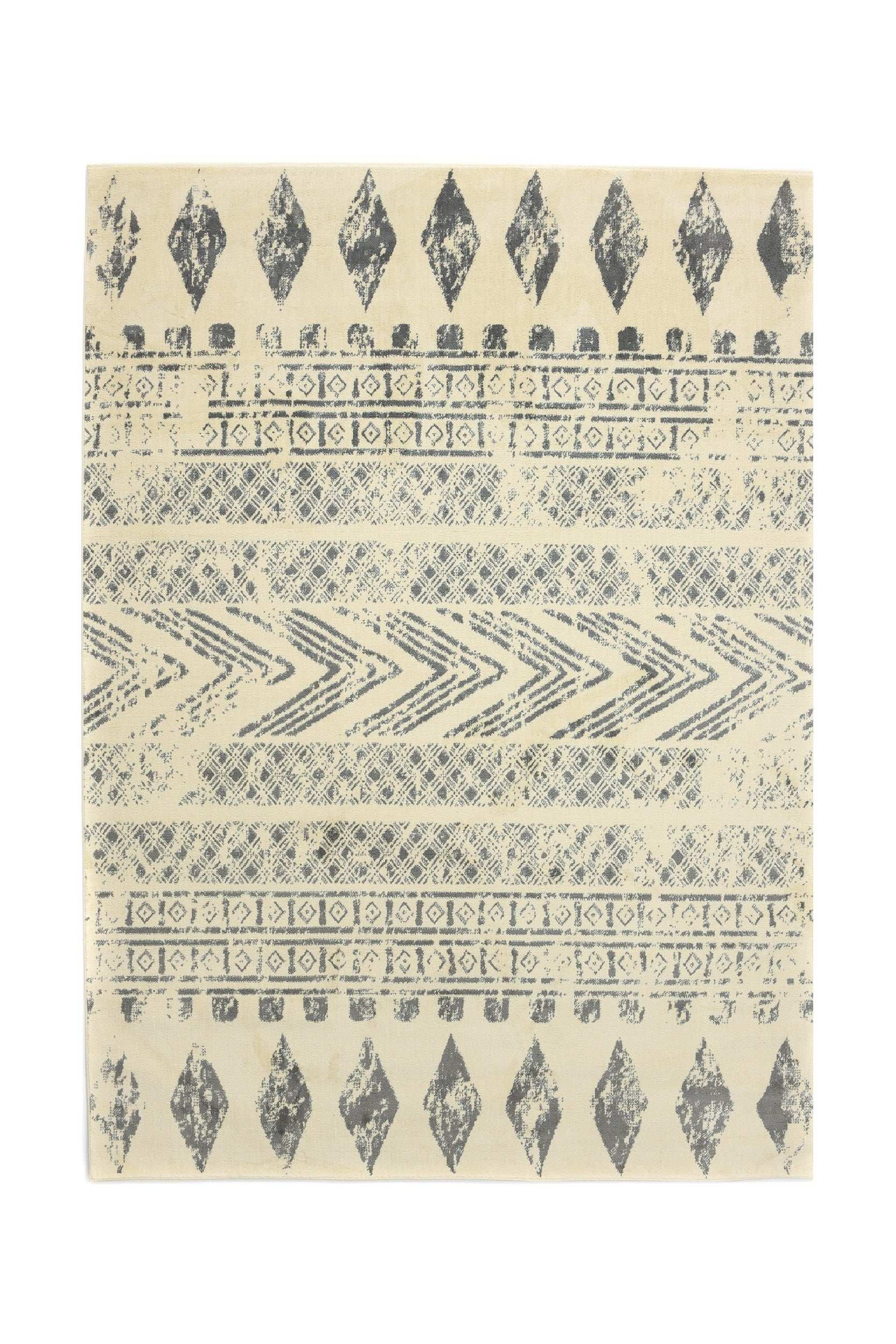 Modern/Scandinavian Kitchen Rug Cream/Grey Polyester Rectangular Otantik 2617A