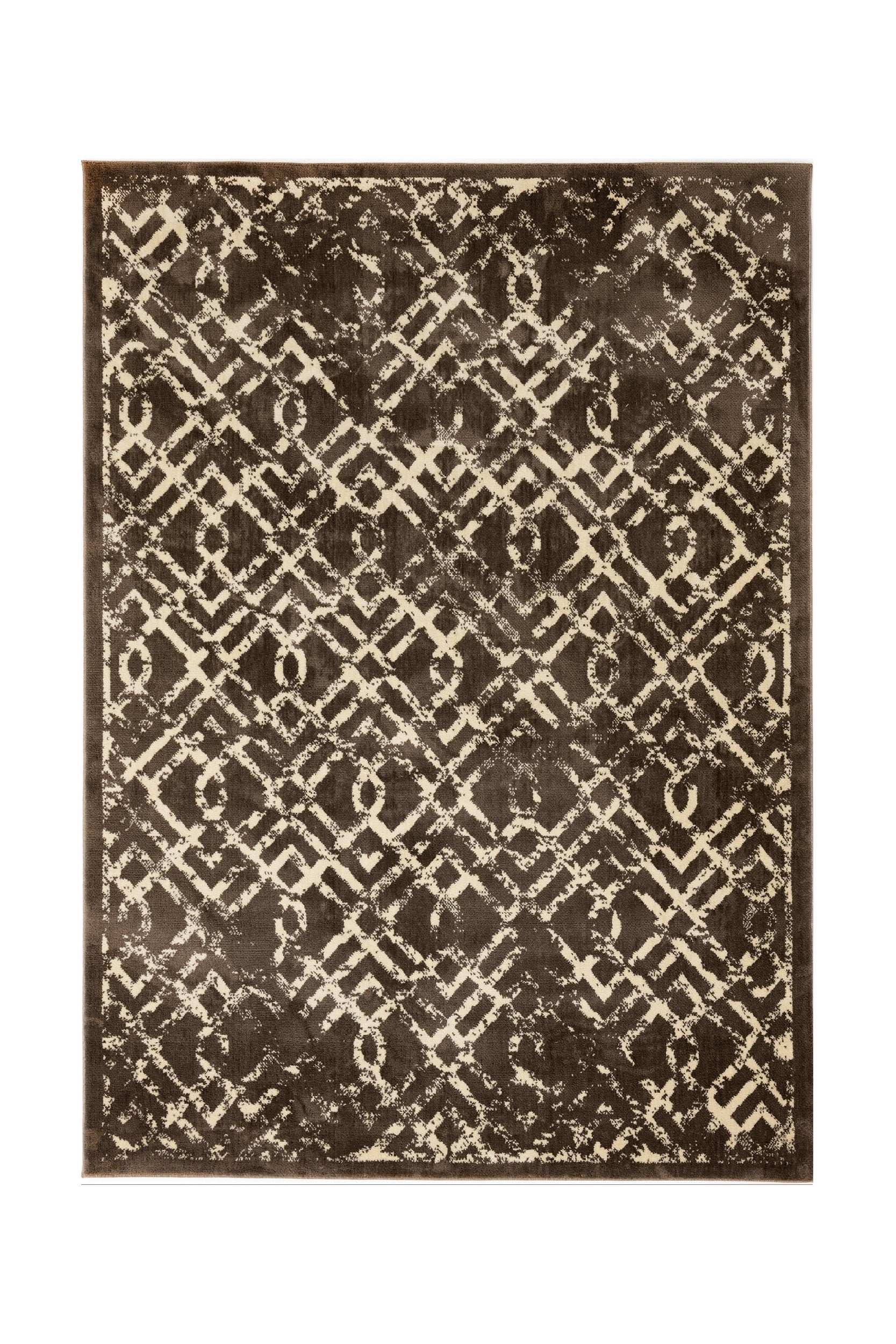Modern Brown Rectangular Polyester Kitchen Rug Otantik 2618A
