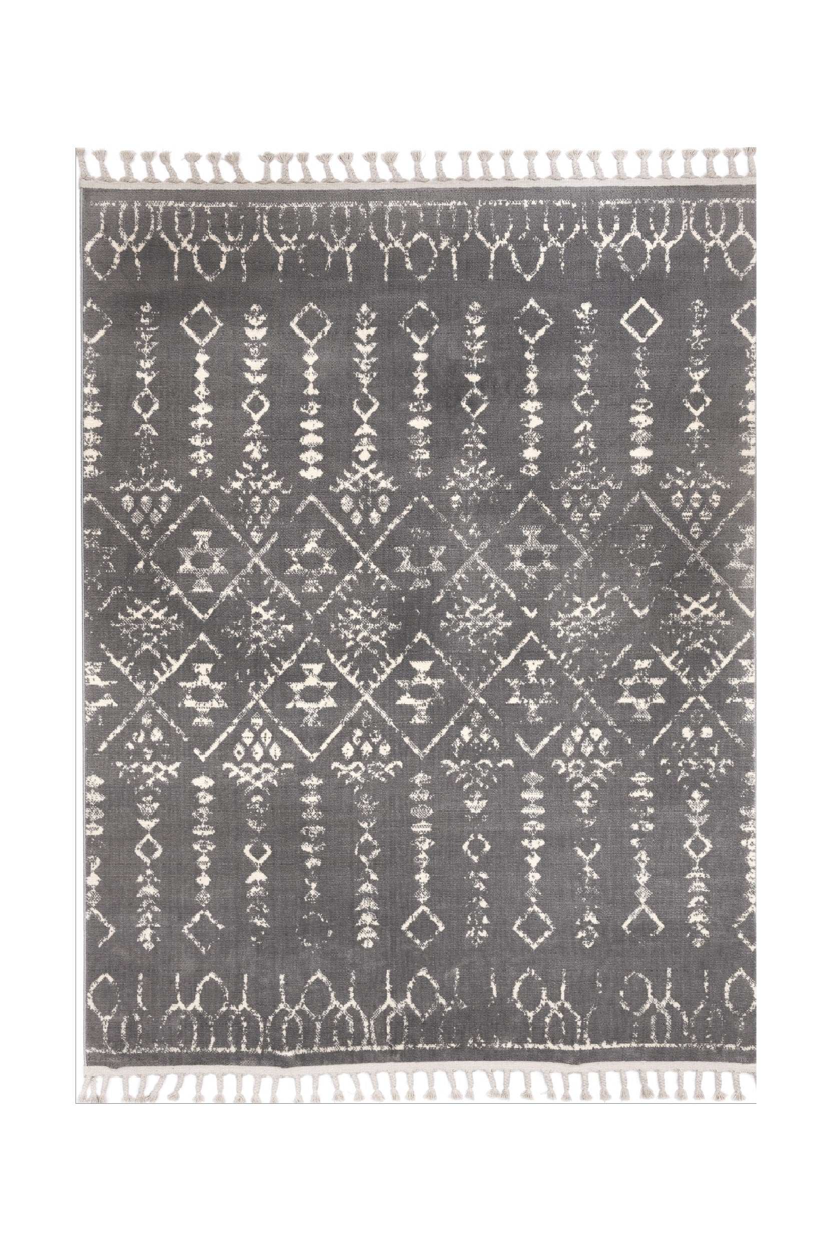 Modern Living Room Rug Grey Polyester Rectangular Otantik 2619A