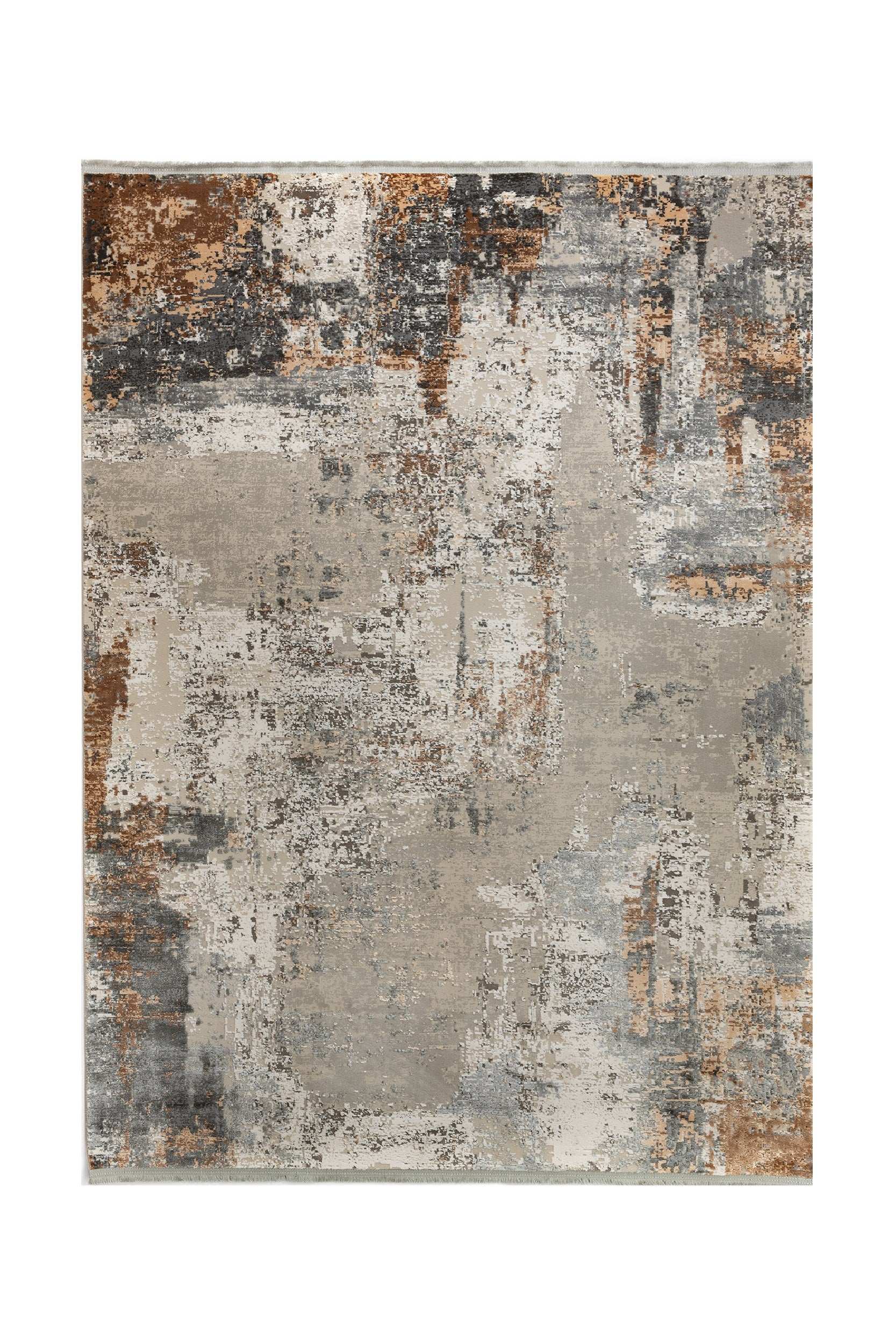 PREMIUM Modern/Abstract Bedroom Rug Grey/Beige Bamboo/Acrylic Adonis 2684B