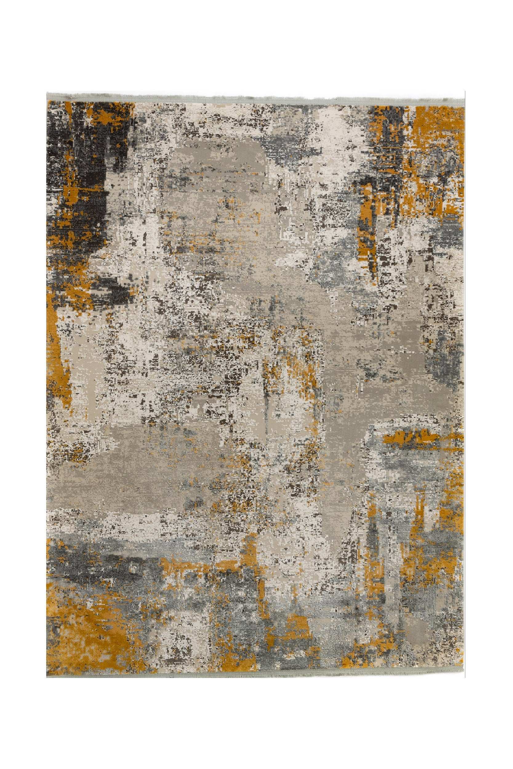 PREMIUM Modern/Abstract Living Room Yellow/Grey Acrylic/Bamboo Rectangular Rug Adonis 2684A