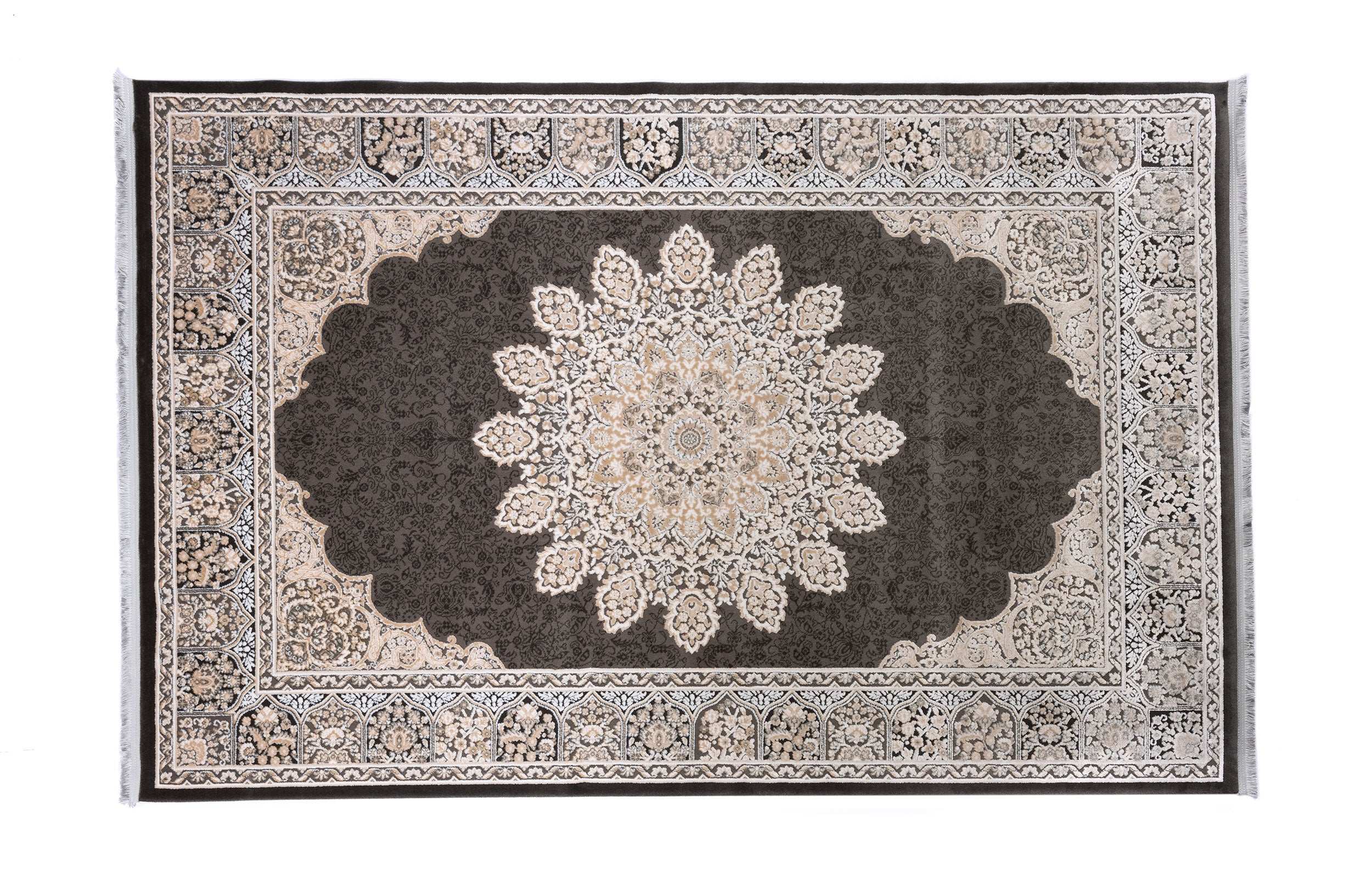 PREMIUM Persian Living Room Carpet Beige/Cream/Grey Acrylic Rectangular Purple 2756C