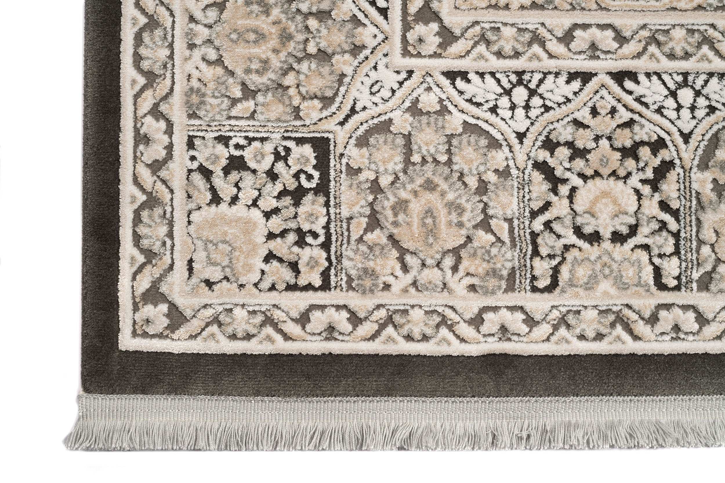 PREMIUM Persian Living Room Carpet Beige/Cream/Grey Acrylic Rectangular Purple 2756C