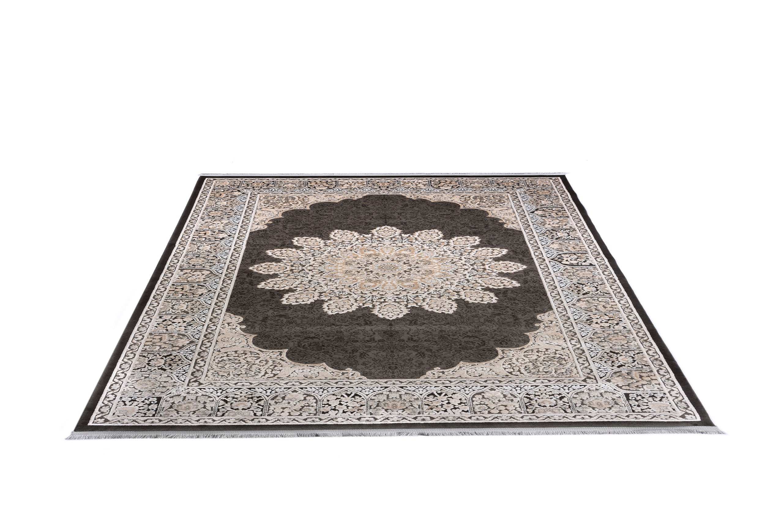 PREMIUM Persian Living Room Carpet Beige/Cream/Grey Acrylic Rectangular Purple 2756C