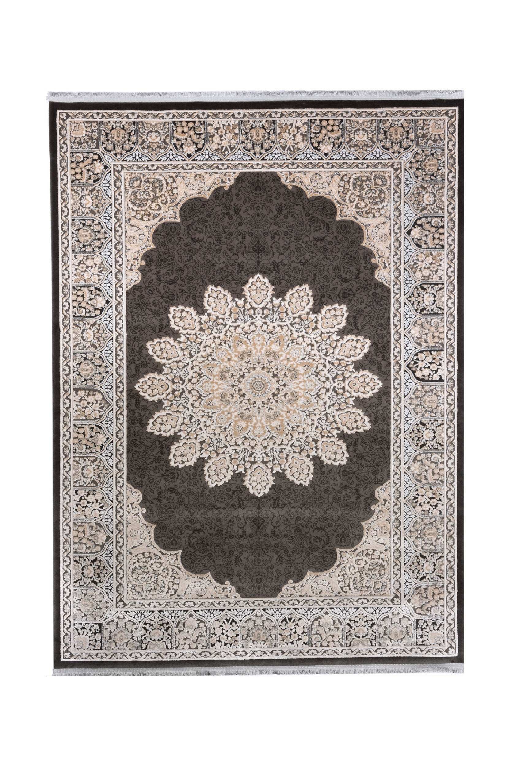 PREMIUM Persian Living Room Carpet Beige/Cream/Grey Acrylic Rectangular Purple 2756C