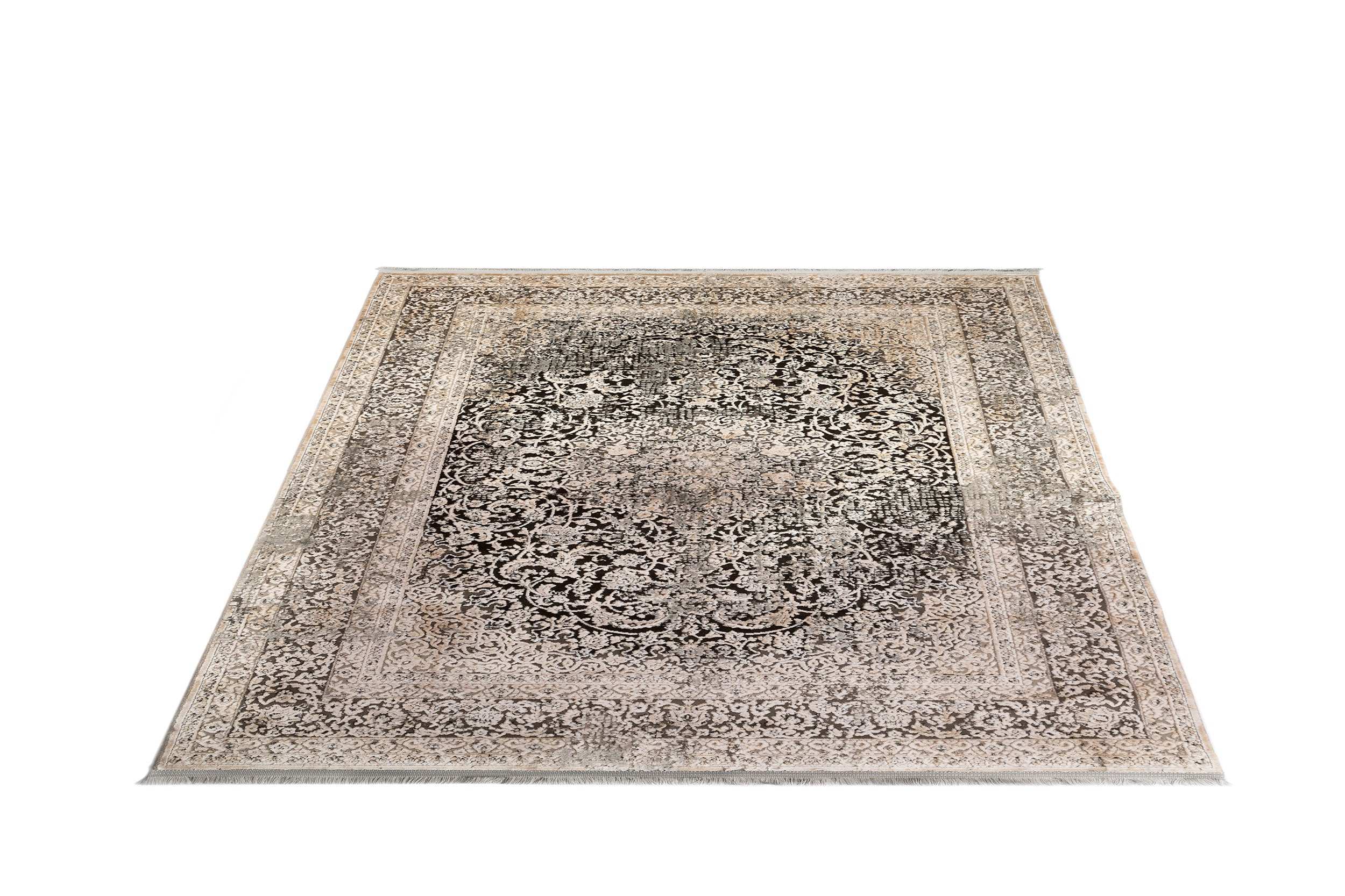 PREMIUM Persian Bedroom Carpet Beige/Grey/Black Acrylic Rectangular Purple 2801A