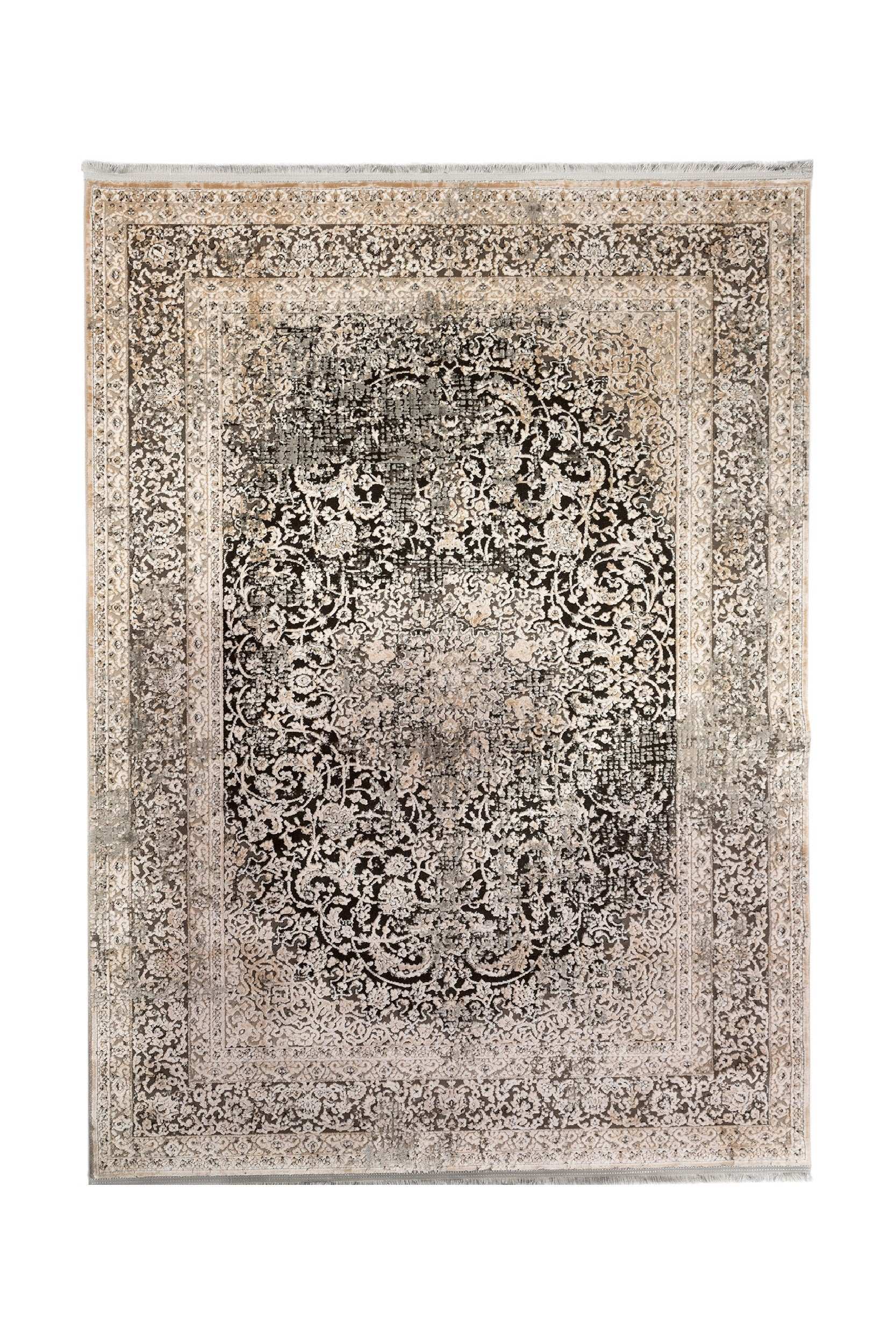 PREMIUM Persian Bedroom Carpet Beige/Grey/Black Acrylic Rectangular Purple 2801A