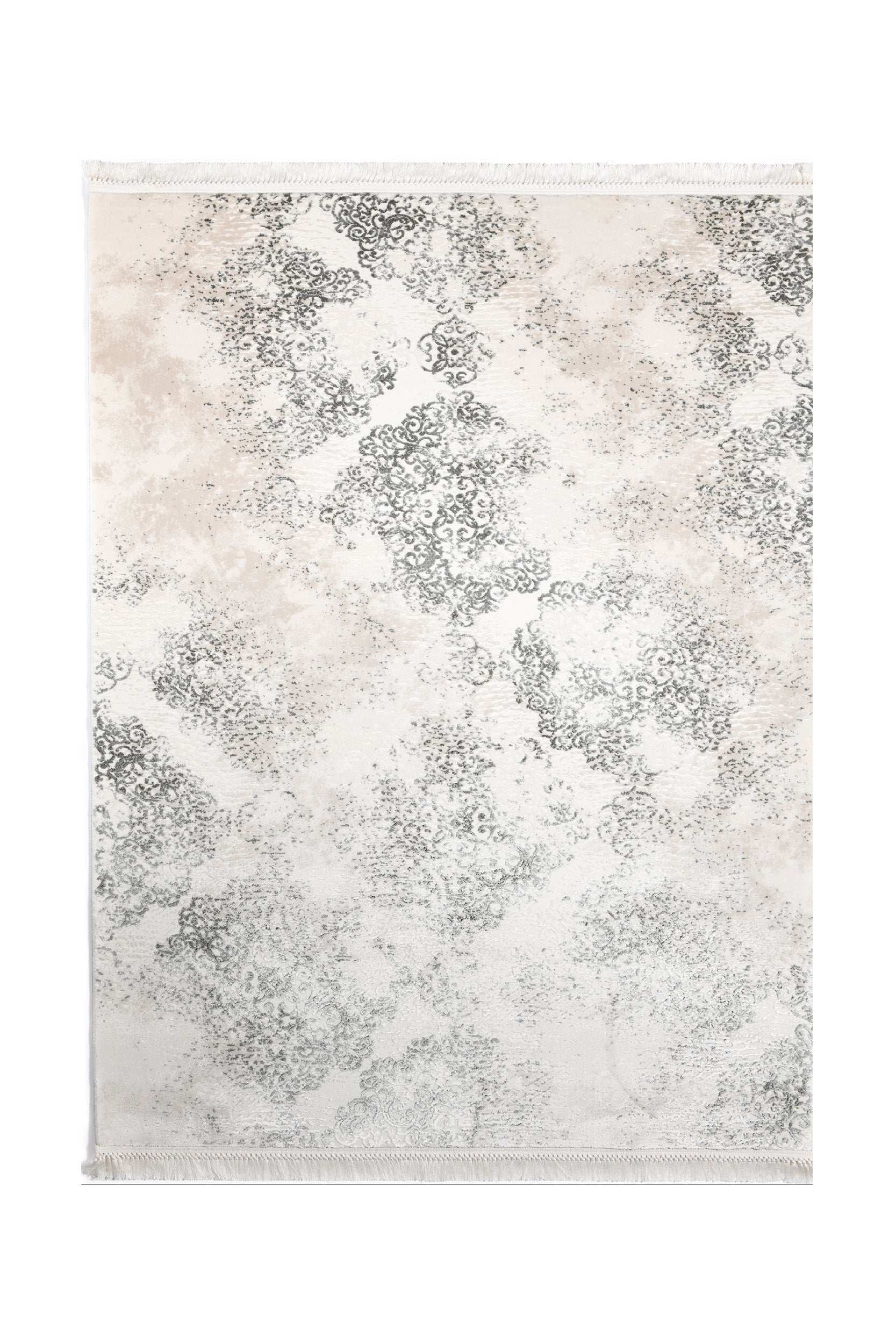 PREMIUM Modern Living Room Grey/Cream Acrylic Rectangular Carpet -Aysil 2820C