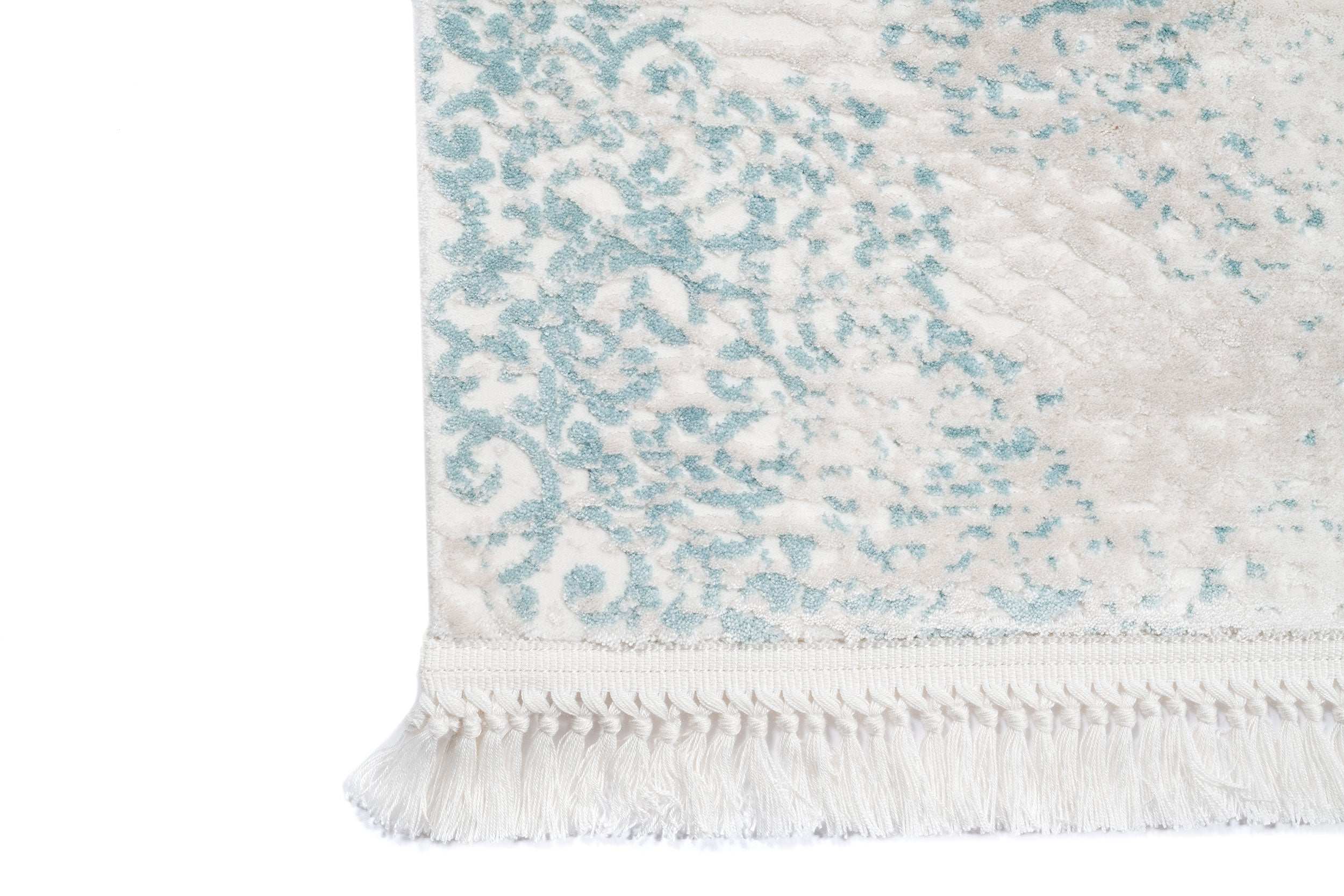 PREMIUM Abstract Living Cream/Turquoise Acrylic Carpet - Aysil 2820A