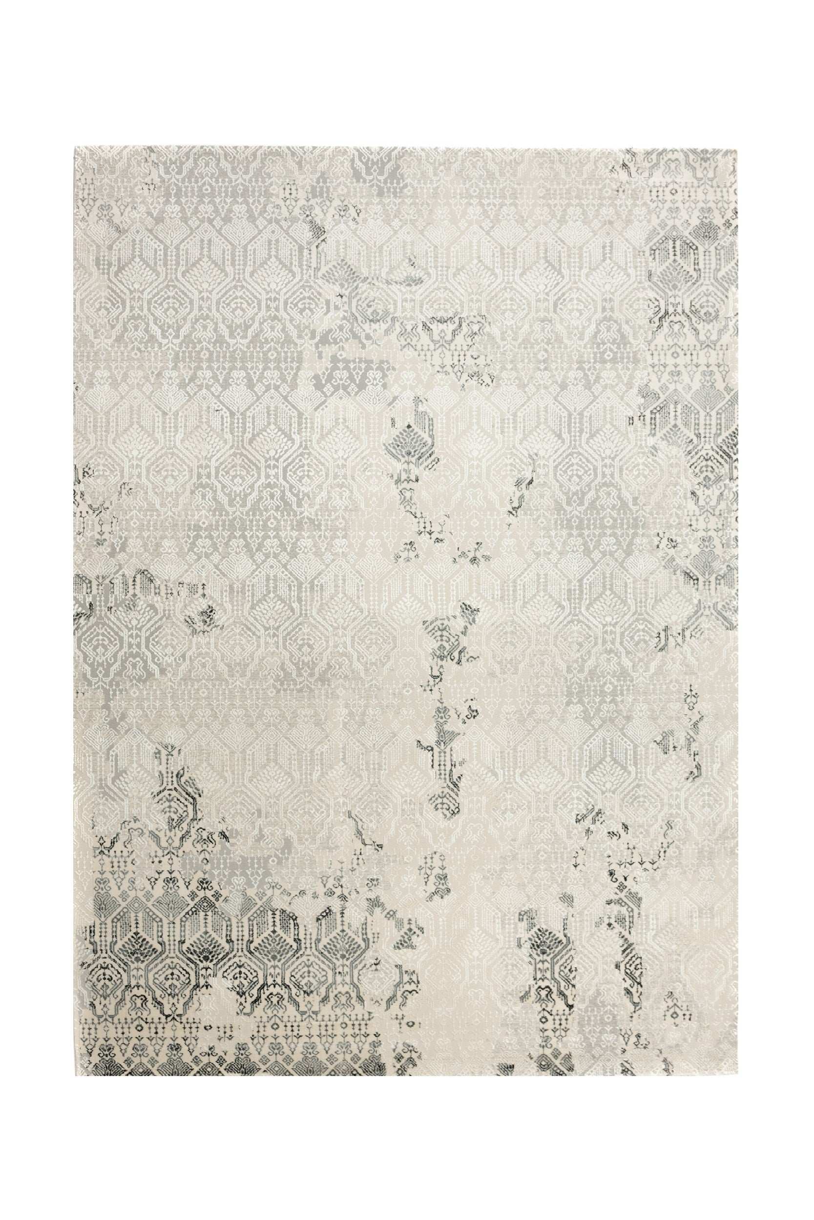 Modern Living Room Carpet Grey/Cream Polyester/Polypropylene SilaLux 2927A fringes