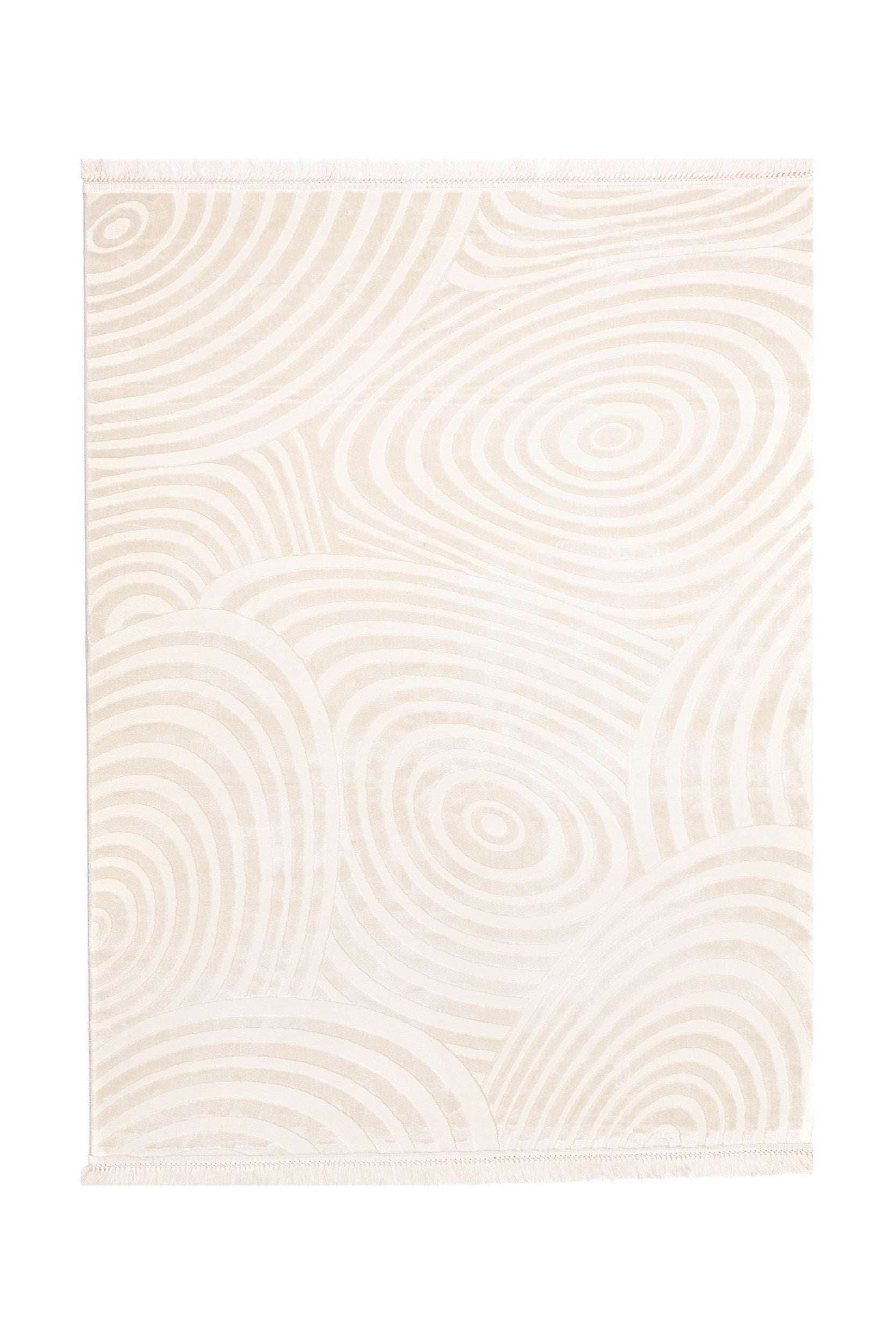 PREMIUM Modern Living Cream/White Acrylic Rectangular Carpet - Aysil 2960A