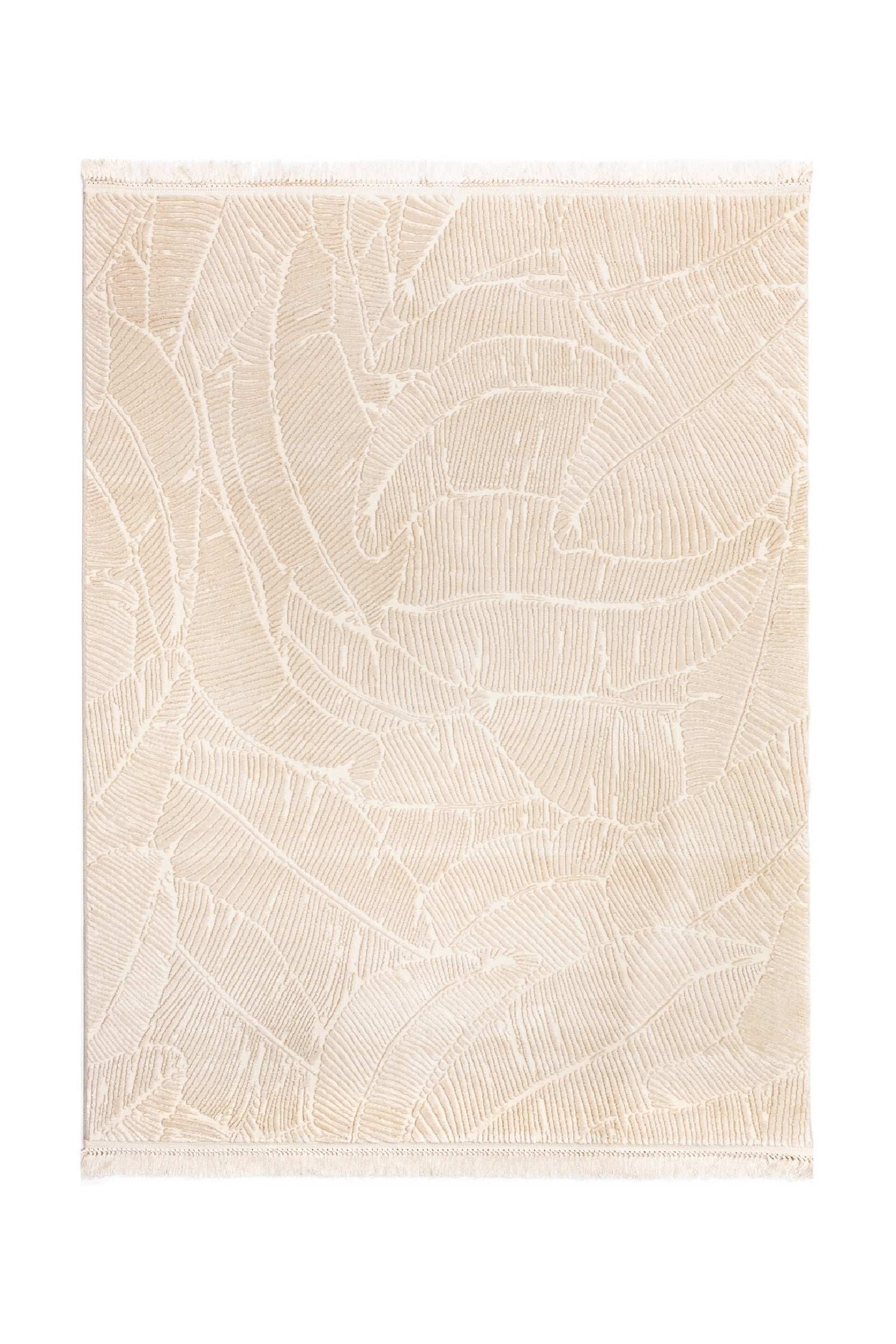 PREMIUM Modern Living Cream/White Acrylic Rectangular Carpet -Aysil 2961A