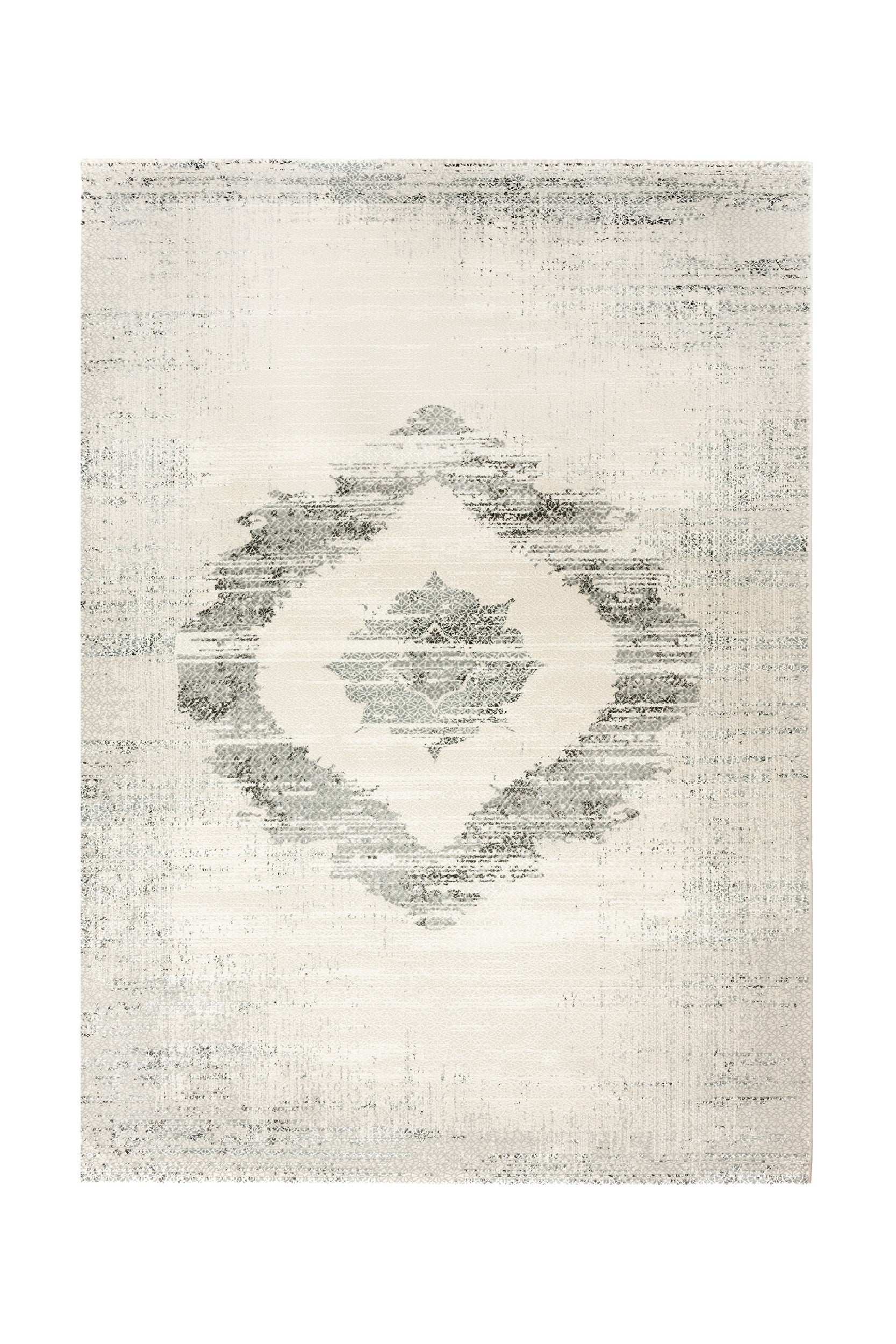 Vintage Living Room Rug Grey/Cream Polyester/Polypropylene SilaLux 2983A