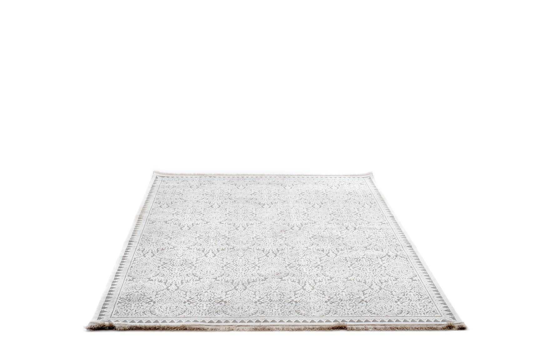 PREMIUM Modern Living Room Rug Grey/White Acrylic/Bamboo Rectangular Adonis 1928A