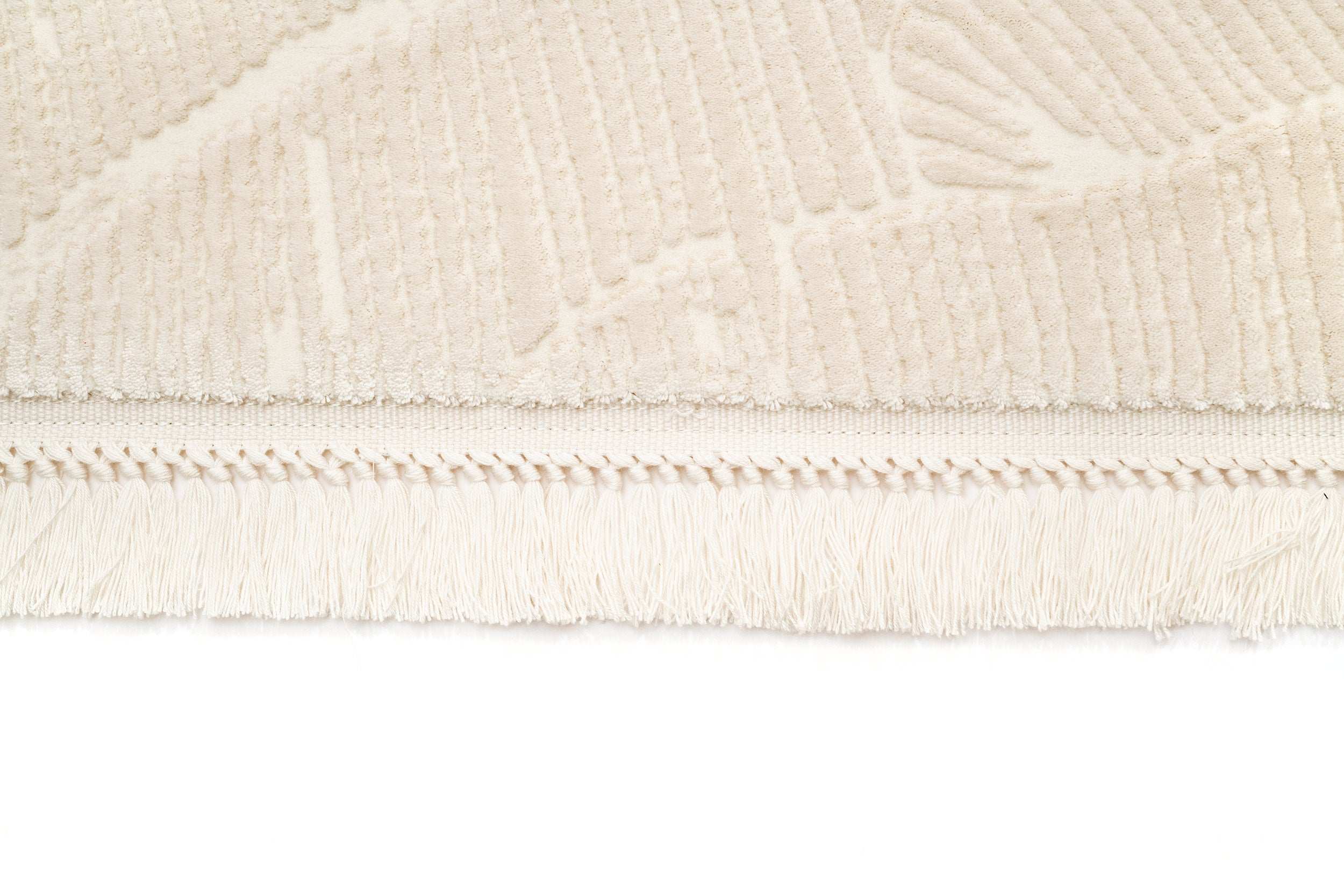 PREMIUM Modern Living Cream/White Acrylic Rectangular Carpet -Aysil 2961A