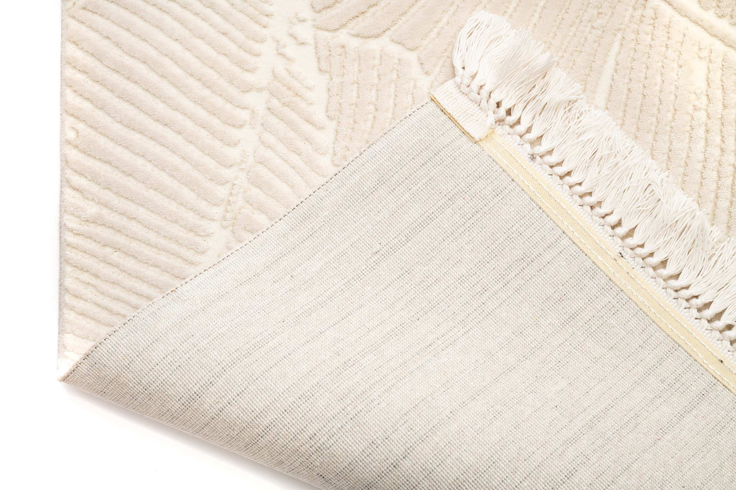 PREMIUM Modern Living Cream/White Acrylic Rectangular Carpet -Aysil 2961A