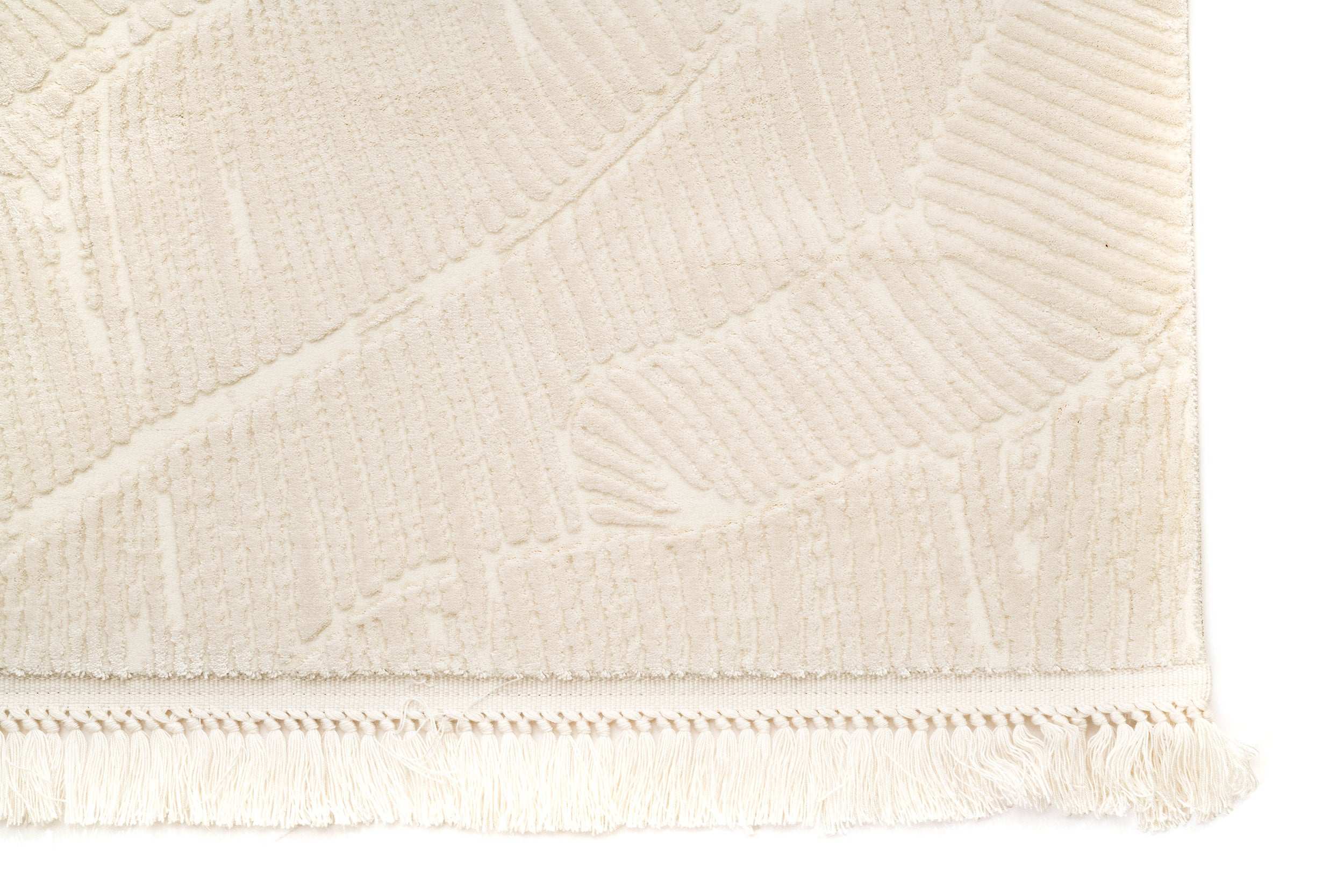 PREMIUM Modern Living Cream/White Acrylic Rectangular Carpet -Aysil 2961A