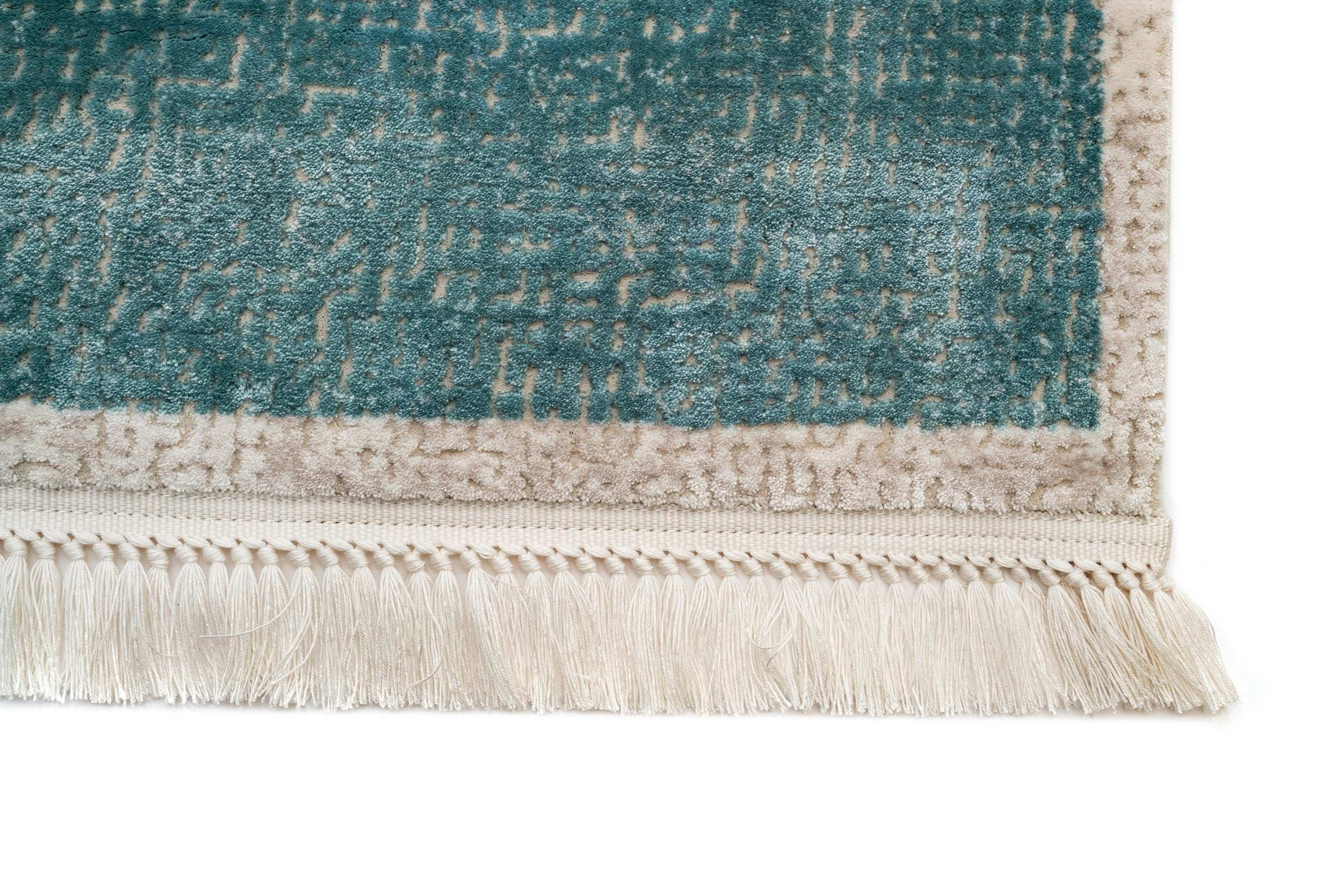 PREMIUM Modern Living Room Carpet Turquoise/Beige Acrylic - Aysil 2142A