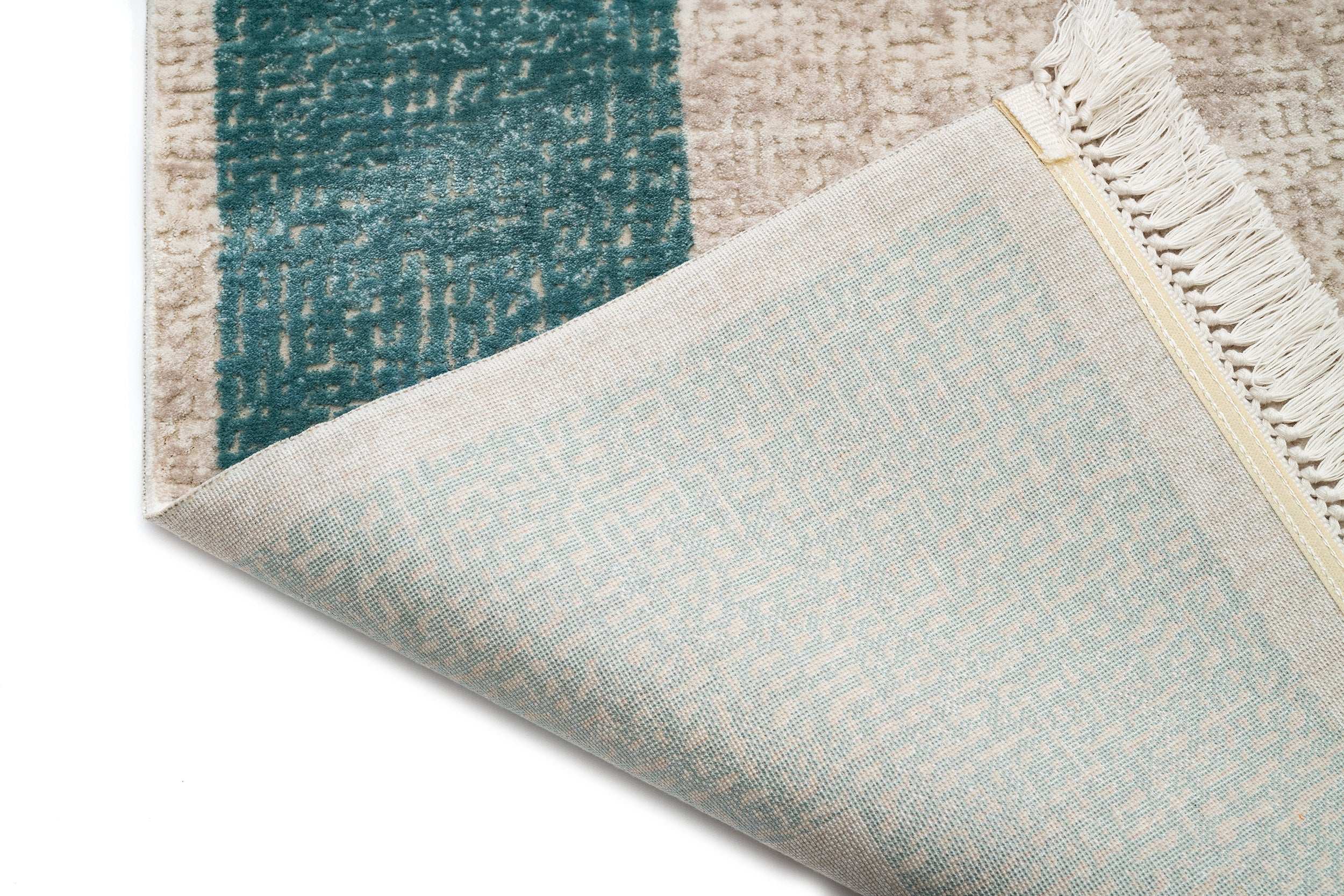 PREMIUM Modern Living Room Carpet Turquoise/Beige Acrylic - Aysil 2142A