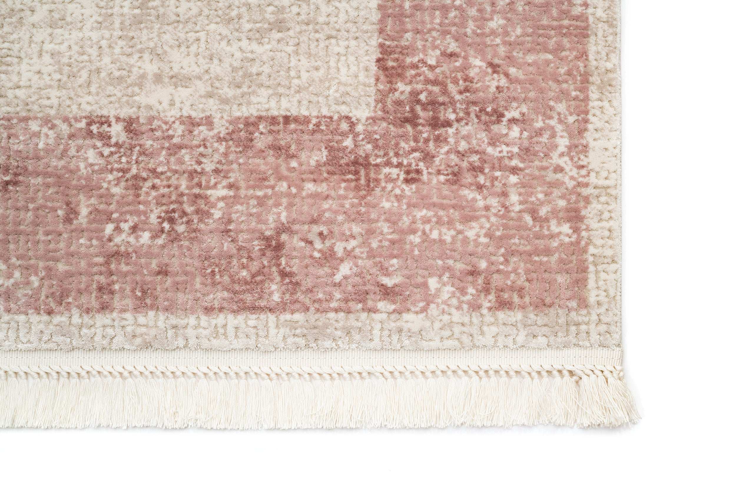 PREMIUM Modern Bedroom Beige/Pink Acrylic Rectangular Carpet - Aysil 2142B