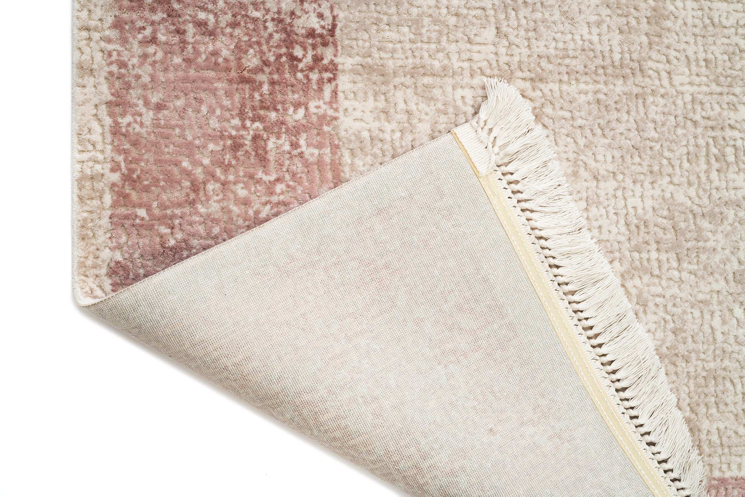 PREMIUM Modern Bedroom Beige/Pink Acrylic Rectangular Carpet - Aysil 2142B