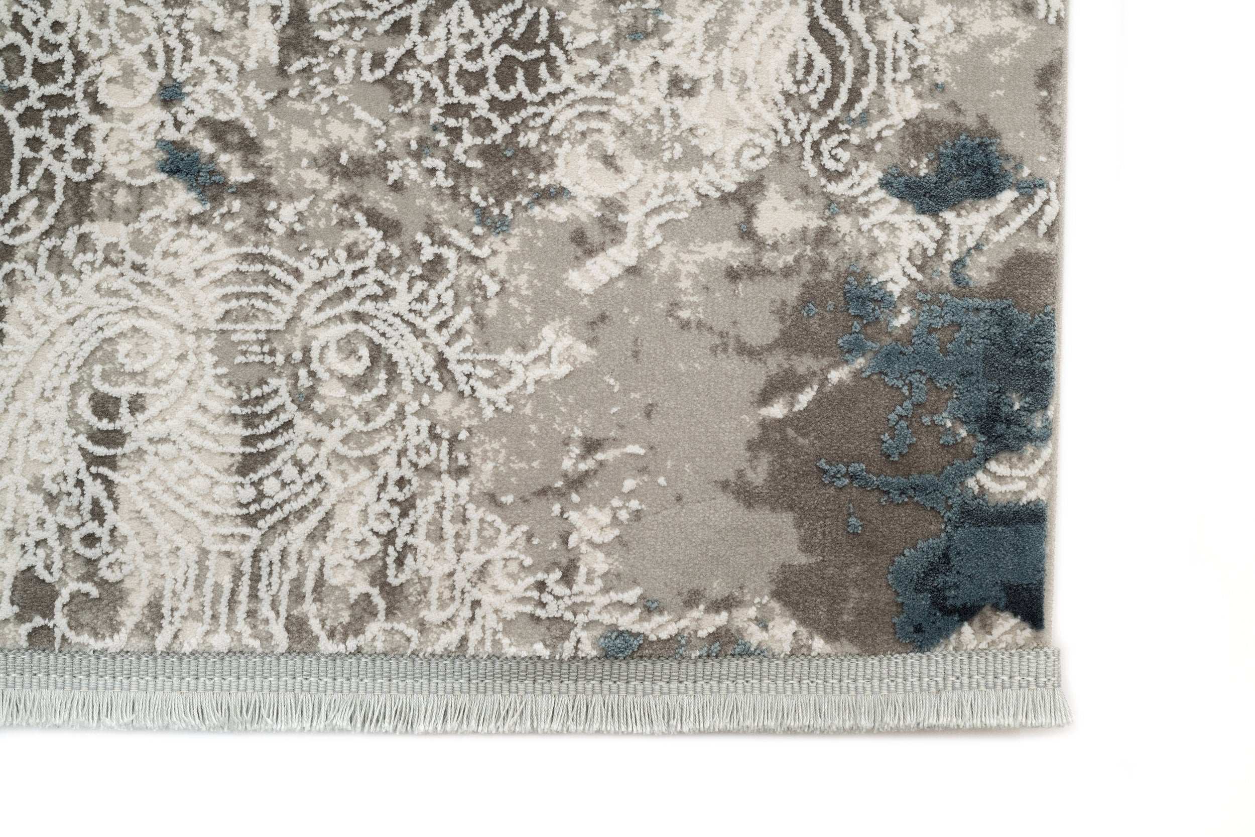 PREMIUM Abstract Living Grey/Turquoise Acrylic/Bamboo Rectangular Rug Adonis 1911B