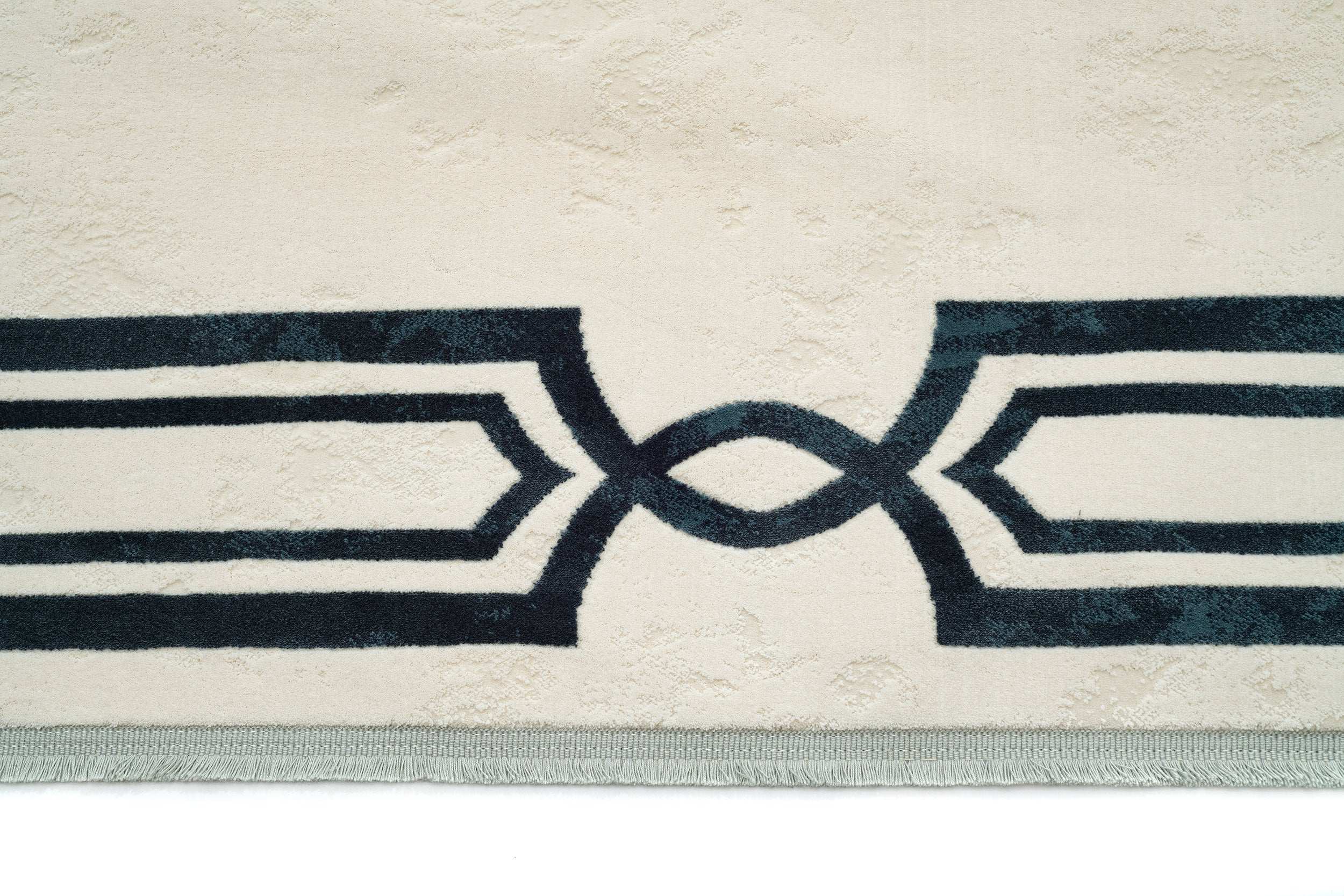 PREMIUM Living Room Cream/Turquoise Acrylic Rectangular Carpet Adonis 2597B