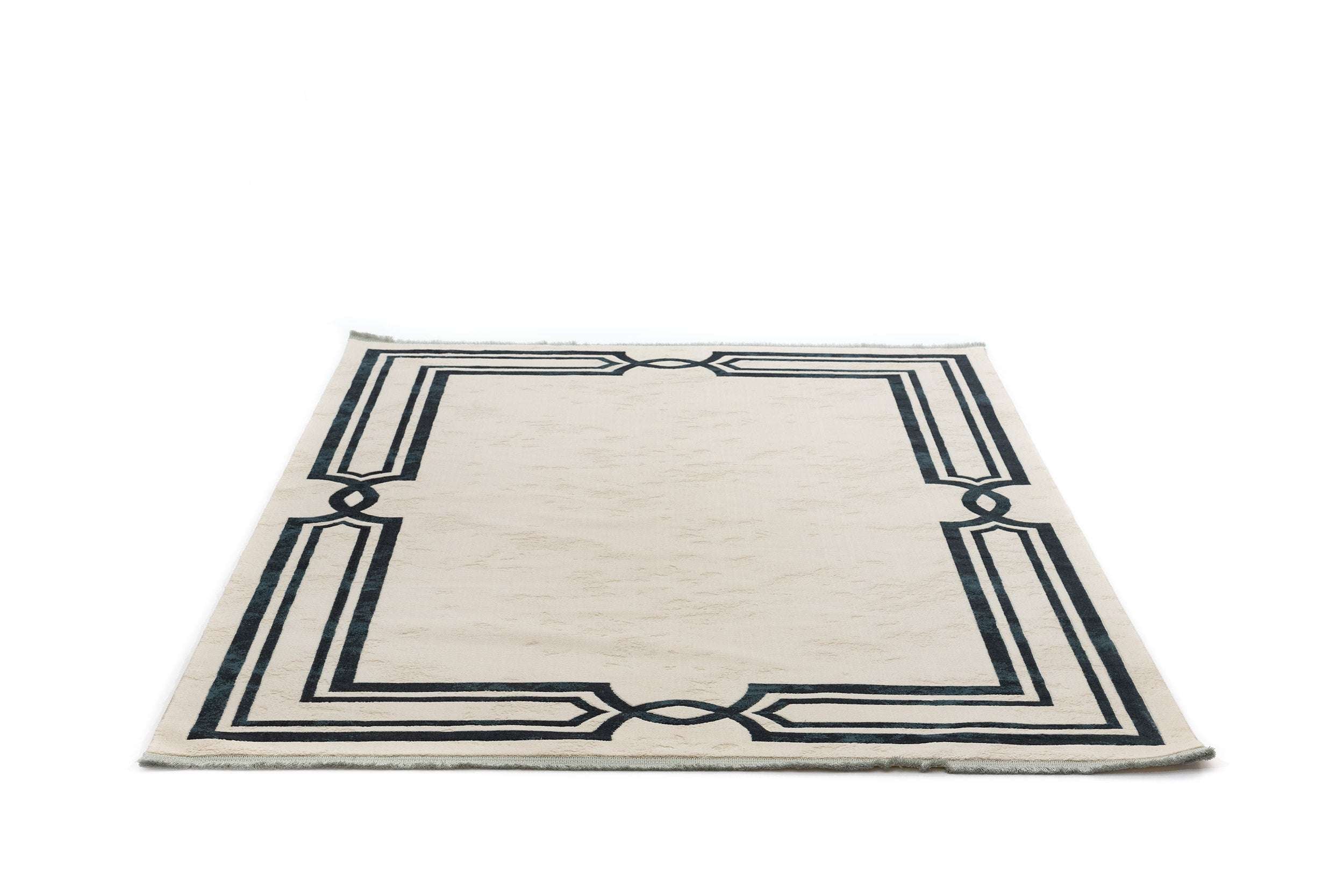 PREMIUM Living Room Cream/Turquoise Acrylic Rectangular Carpet Adonis 2597B