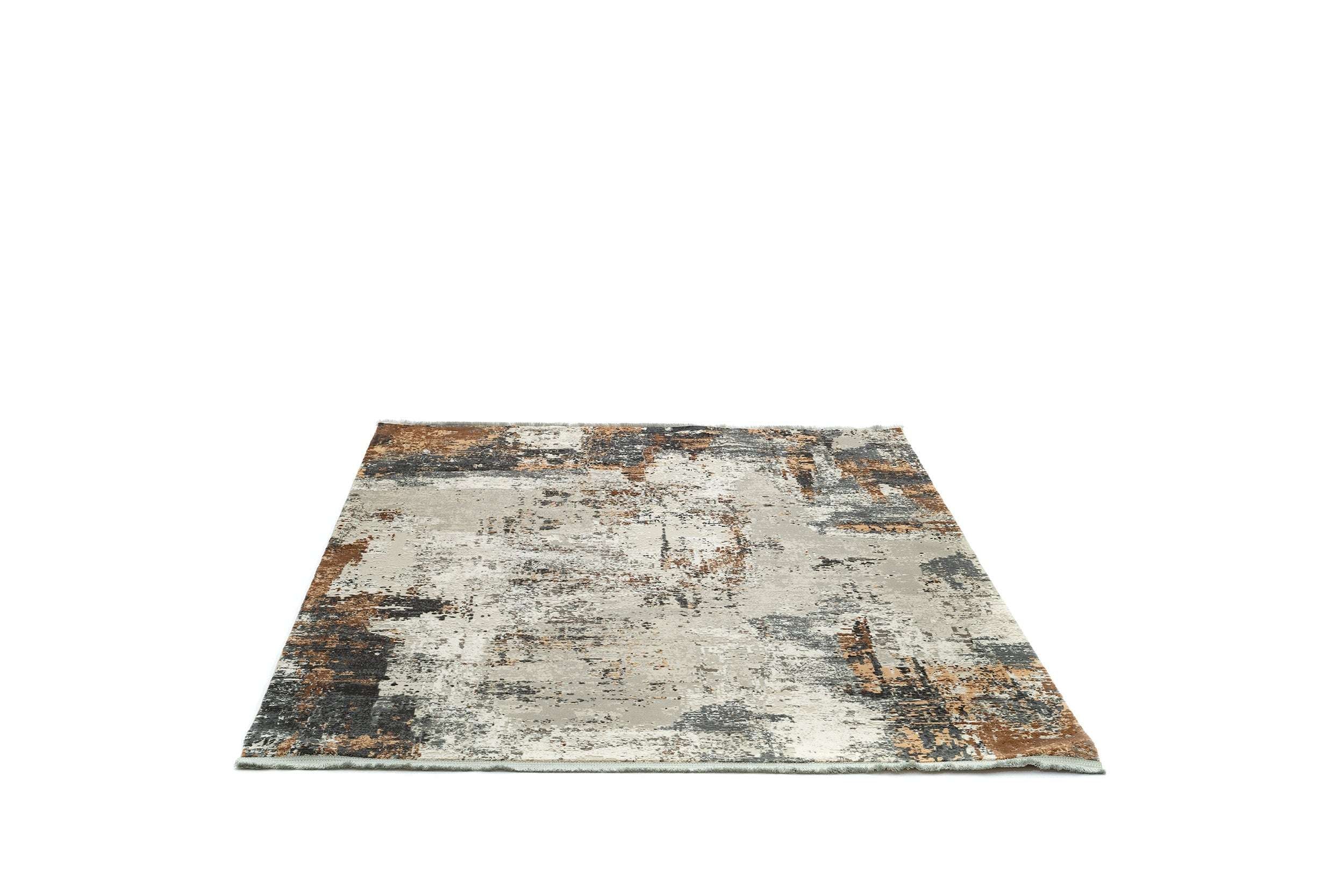 PREMIUM Modern/Abstract Bedroom Rug Grey/Beige Bamboo/Acrylic Adonis 2684B