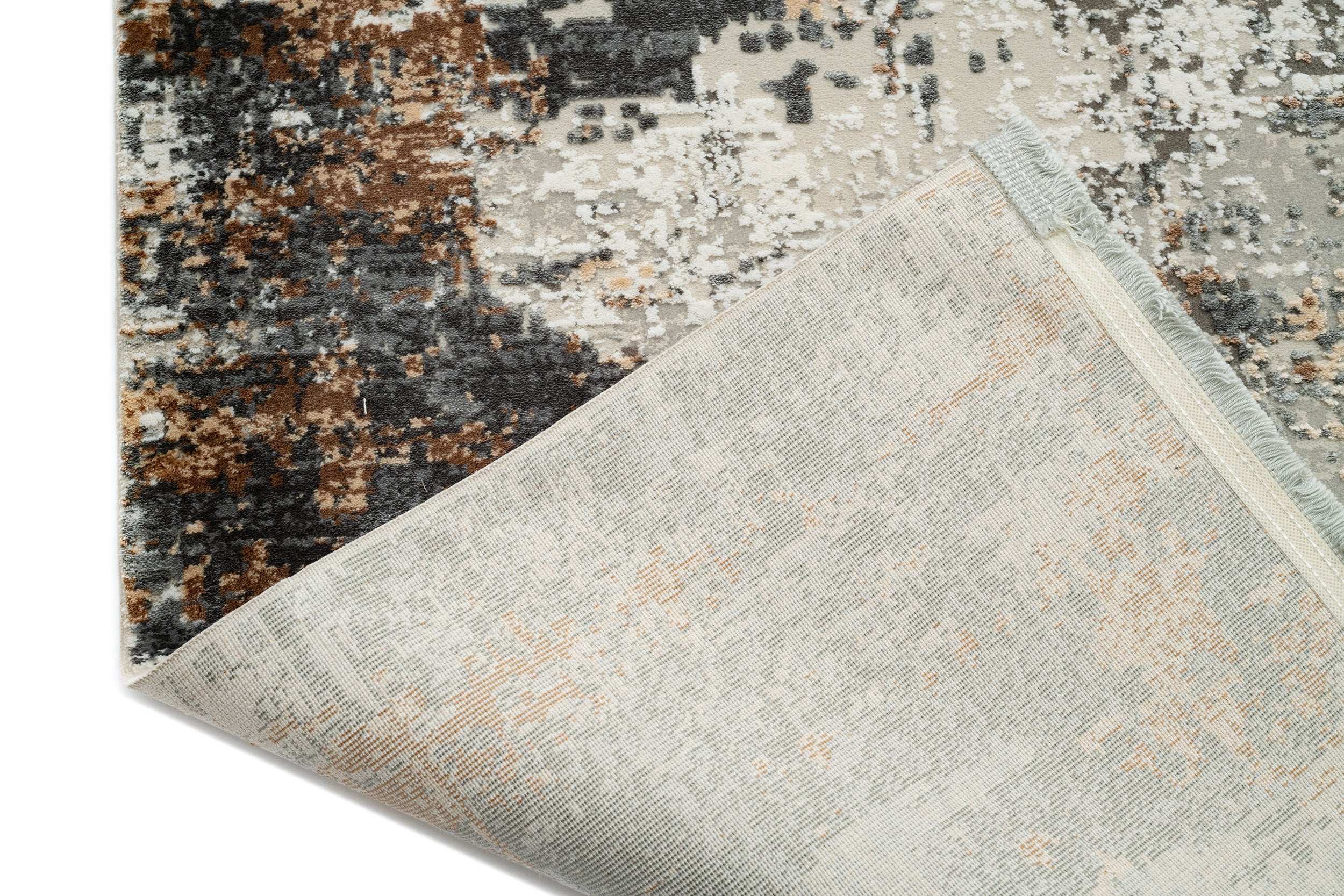 PREMIUM Modern/Abstract Bedroom Rug Grey/Beige Bamboo/Acrylic Adonis 2684B