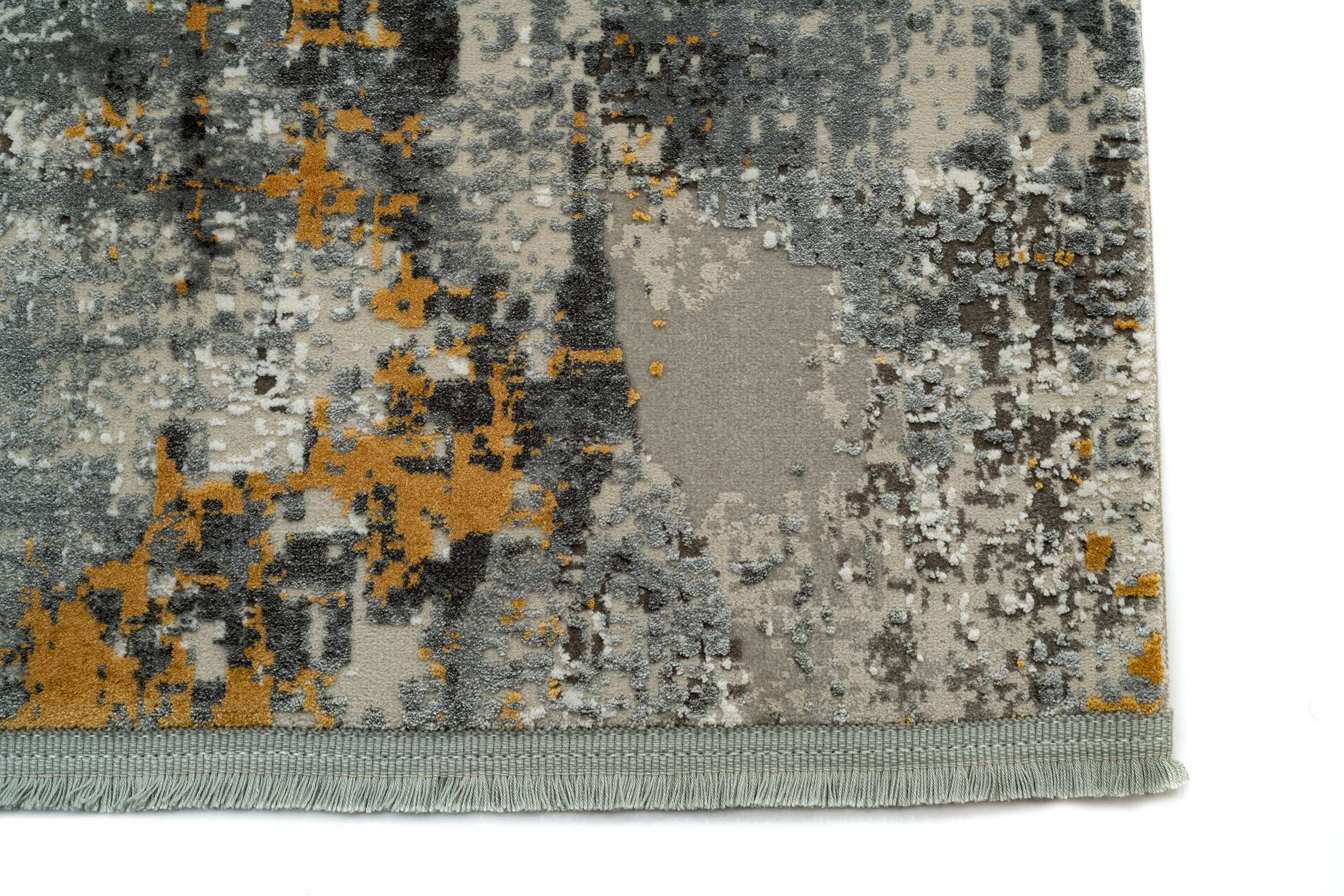 PREMIUM Modern/Abstract Living Room Yellow/Grey Acrylic/Bamboo Rectangular Rug Adonis 2684A