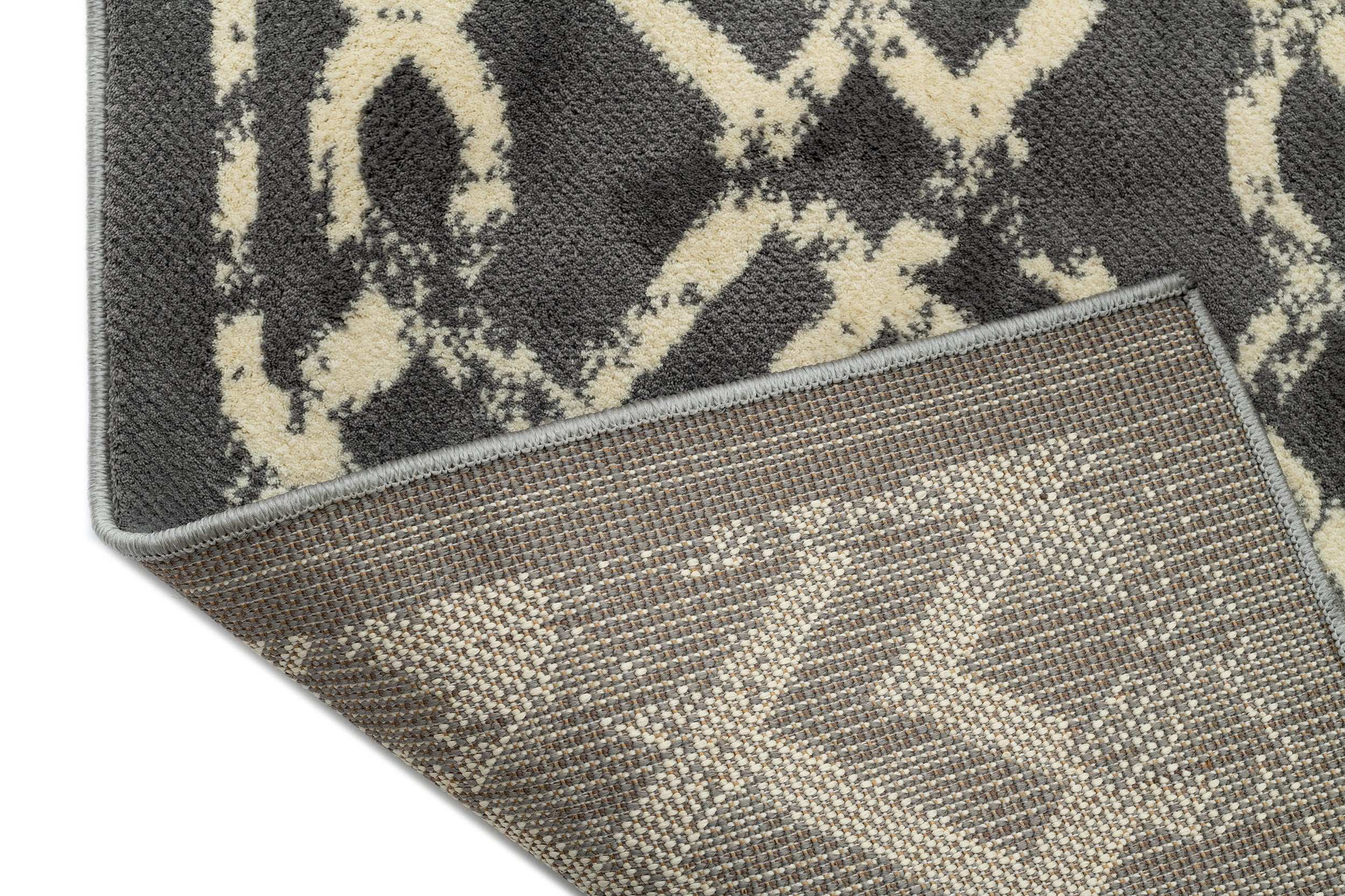 Modern Grey Polyester Rectangular Kitchen Rug Otantik 2618A