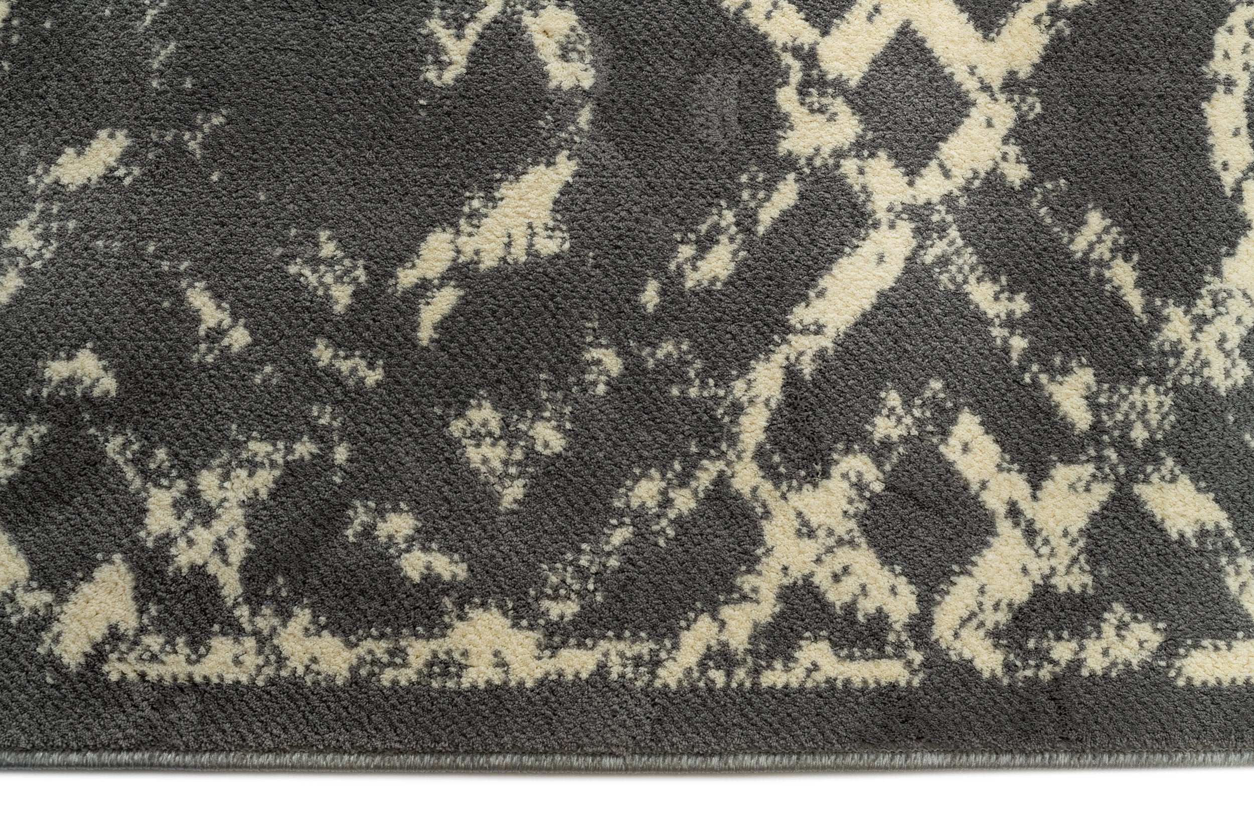 Modern Grey Polyester Rectangular Kitchen Rug Otantik 2618A