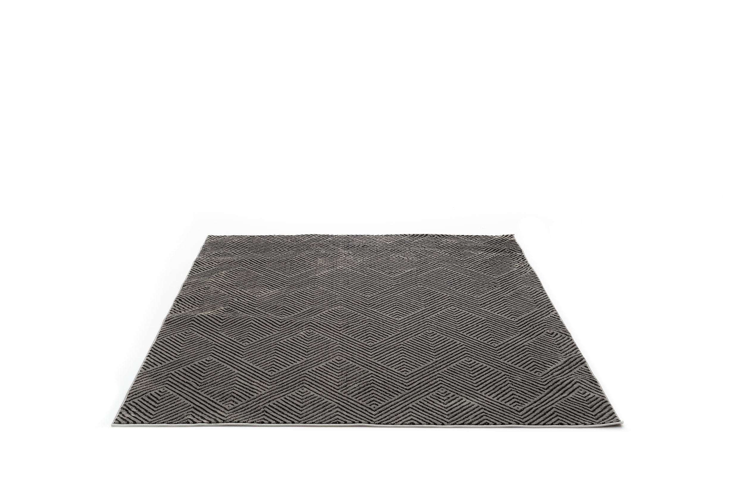 Modern Kitchen Rug Grey/Black Polyester Rectangular Otantik 5507A