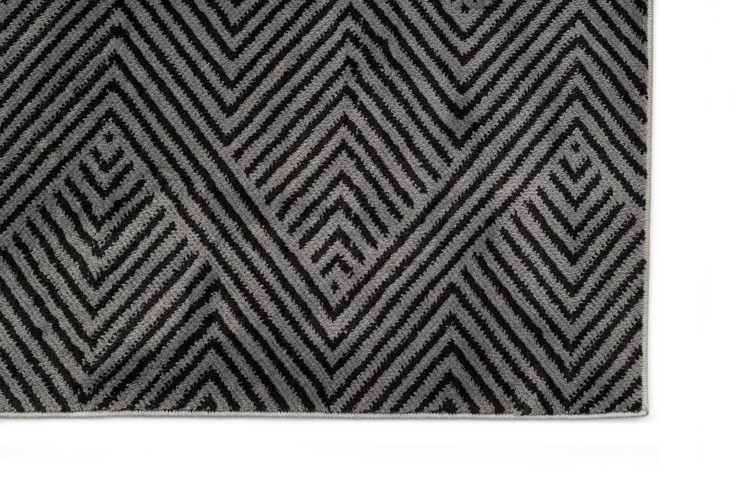 Modern Kitchen Rug Grey/Black Polyester Rectangular Otantik 5507A
